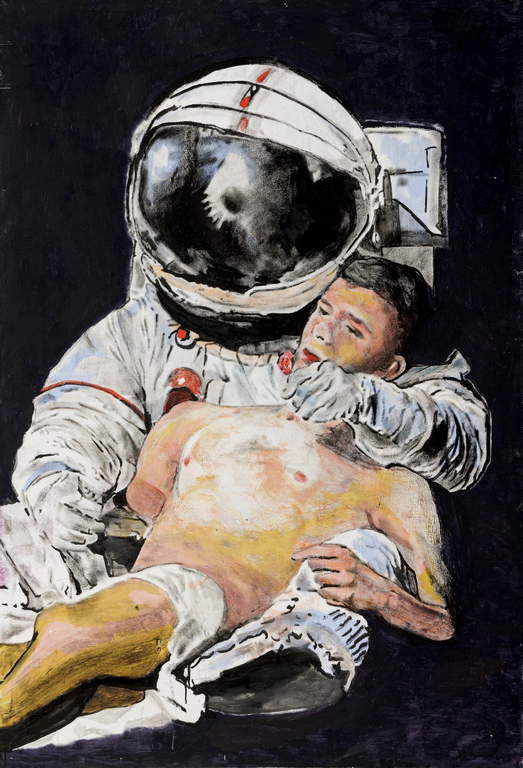 Andrea Saltini, Paraclito (2024; Mischtechnik auf Leinwand, 190x130 cm) Andrea Saltini, Paraclito (2024; Mischtechnik auf Leinwand, 190x130 cm)
