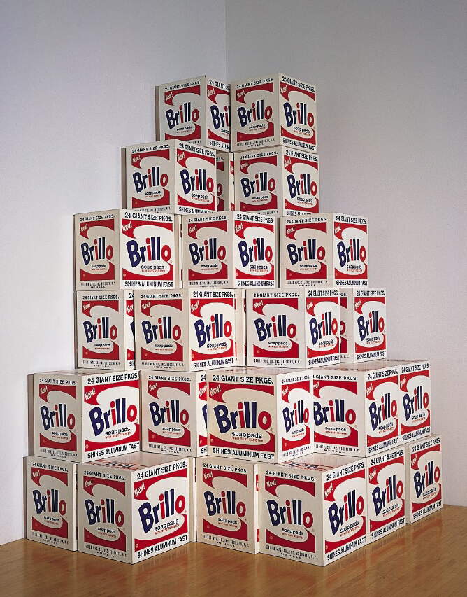 Andy Warhol, Brillo Box (1964 [1969]; Acryldruck auf Karton, 50,8 x 50,8 x 43,2 cm je Box; Pasadena, Norton Simon Museum)