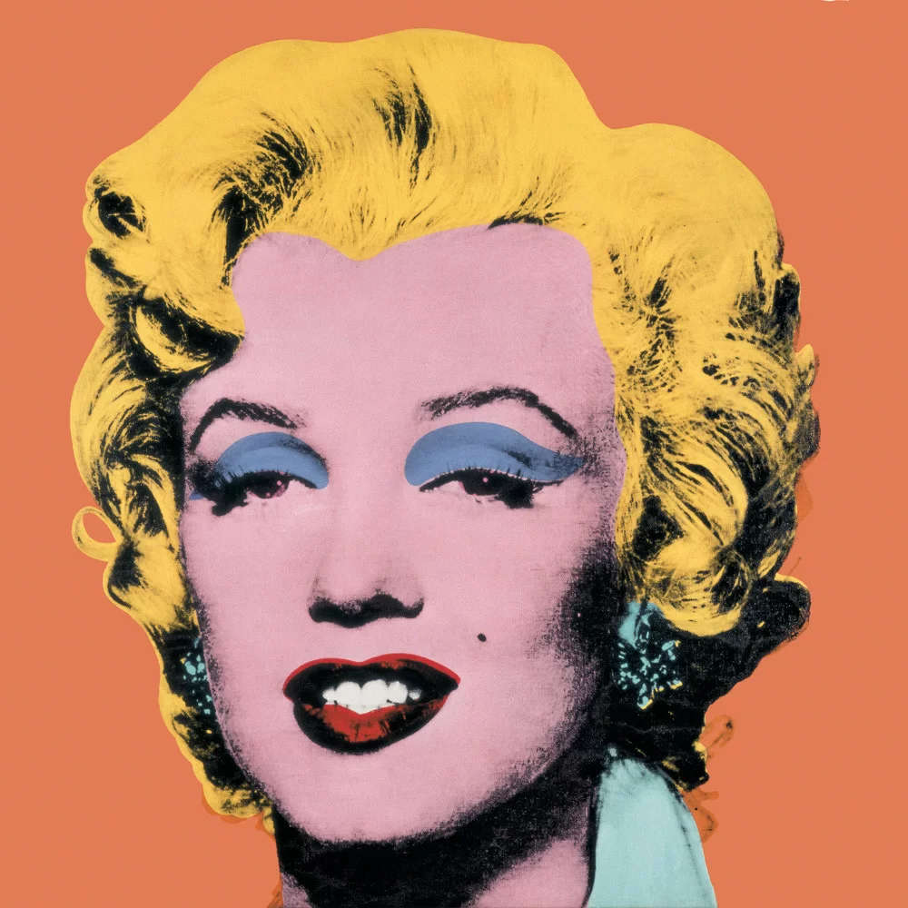 Andy Warhol, Shot Orange Marilyn (1964 ; toile, 100 x 100 cm ; collection privée) Andy Warhol, Shot Orange Marilyn (1964 ; toile, 100 x 100 cm ; collection privée)