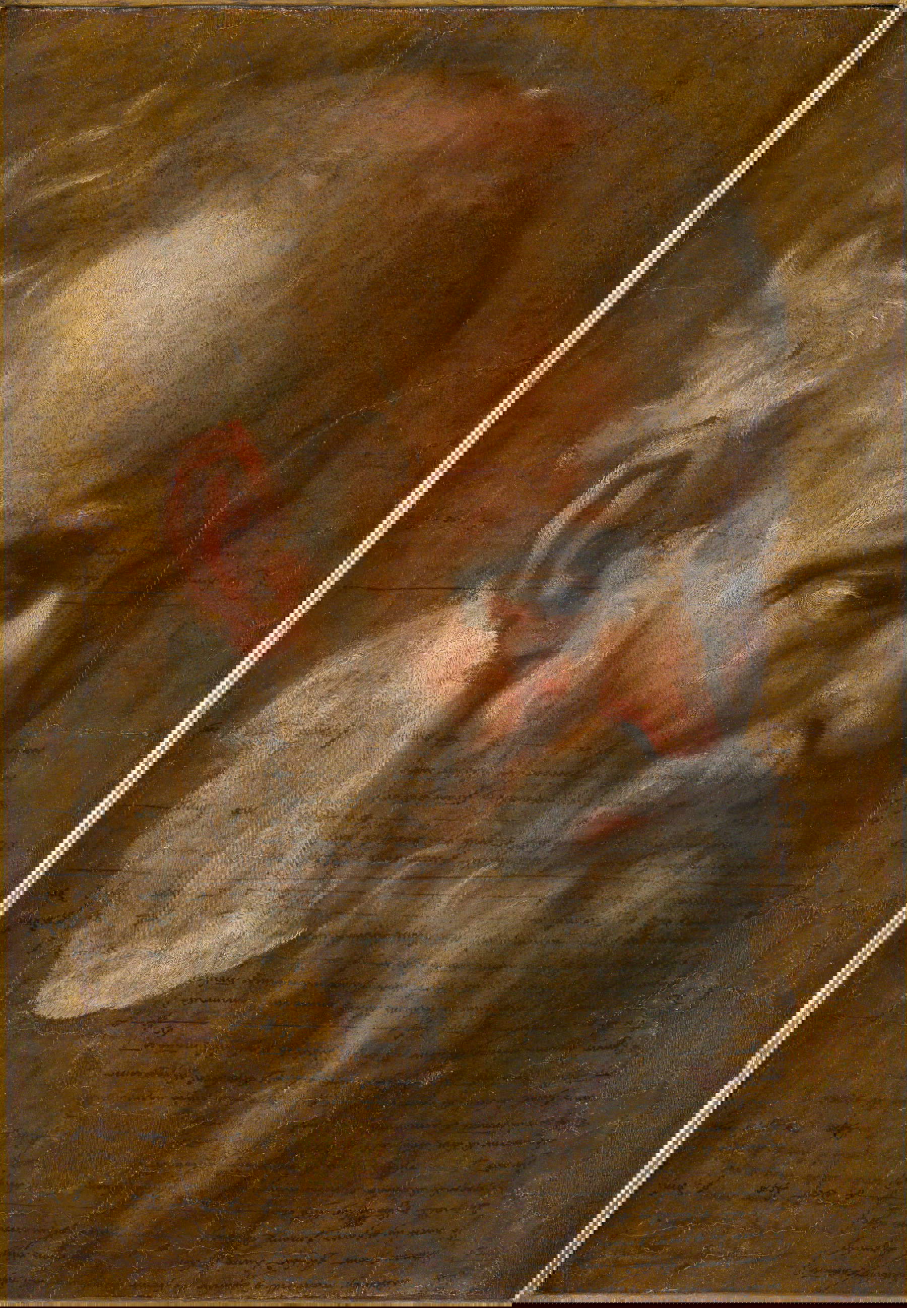 Annibale Carracci, Studie eines männlichen Kopfes (Öl auf Papier mit brauner Tinte, aufgetragen auf Leinwand, 41 x 28,5 cm). Präsentiert von: Galerie DYS44 Lampronti Annibale Carracci, Studie eines männlichen Kopfes (Öl auf Papier mit brauner Tinte, aufgetragen auf Leinwand, 41 x 28,5 cm). Präsentiert von: Galerie DYS44 Lampronti