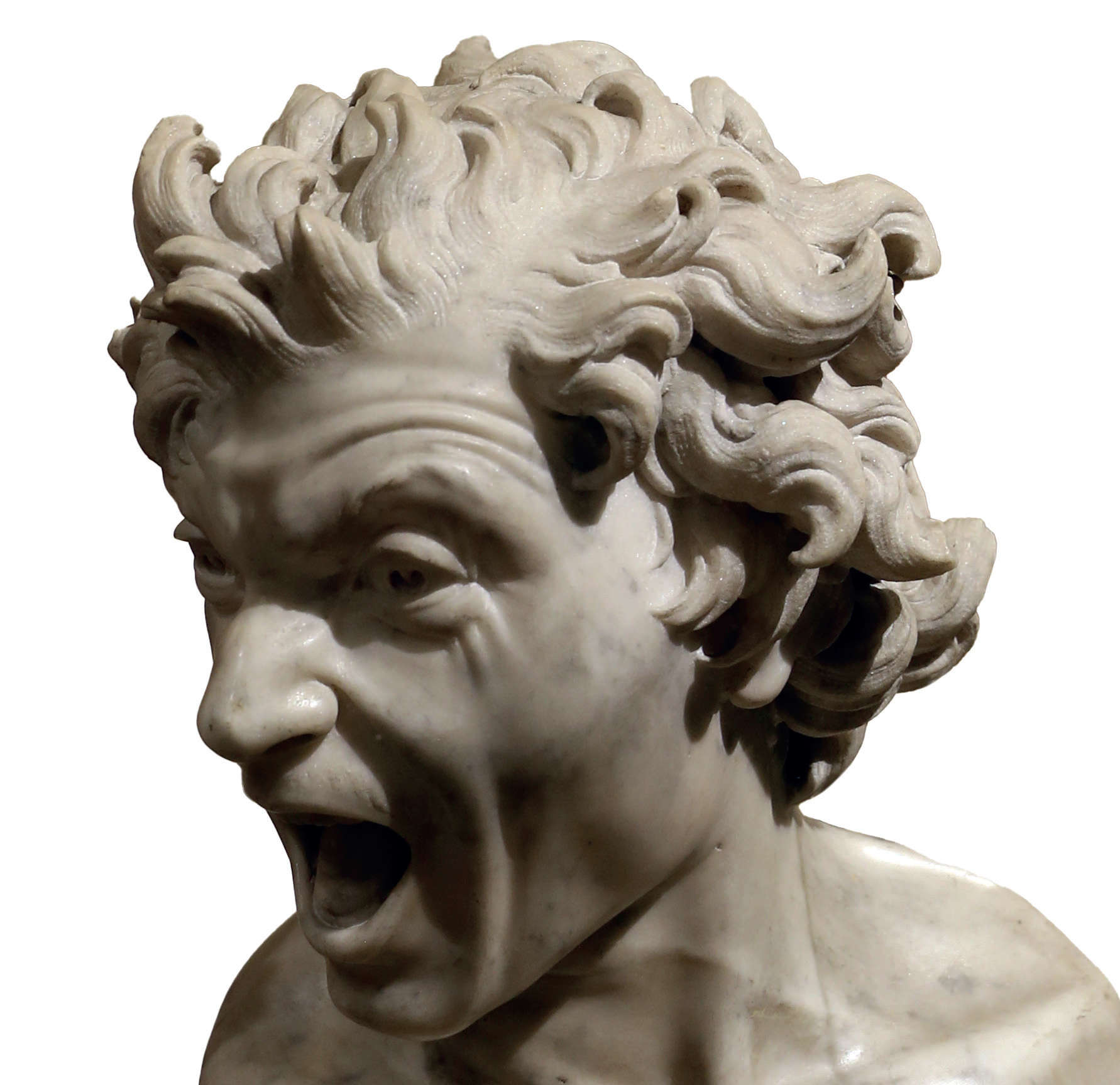 Gian Lorenzo Bernini, Anima Dannata (1619 ; marbre, 38 cm sans socle, socle jaune antique 19 cm ; Rome, Ambassade d'Espagne) Gian Lorenzo Bernini, Anima Dannata (1619 ; marbre, 38 cm sans socle, socle jaune antique 19 cm ; Rome, Ambassade d'Espagne)