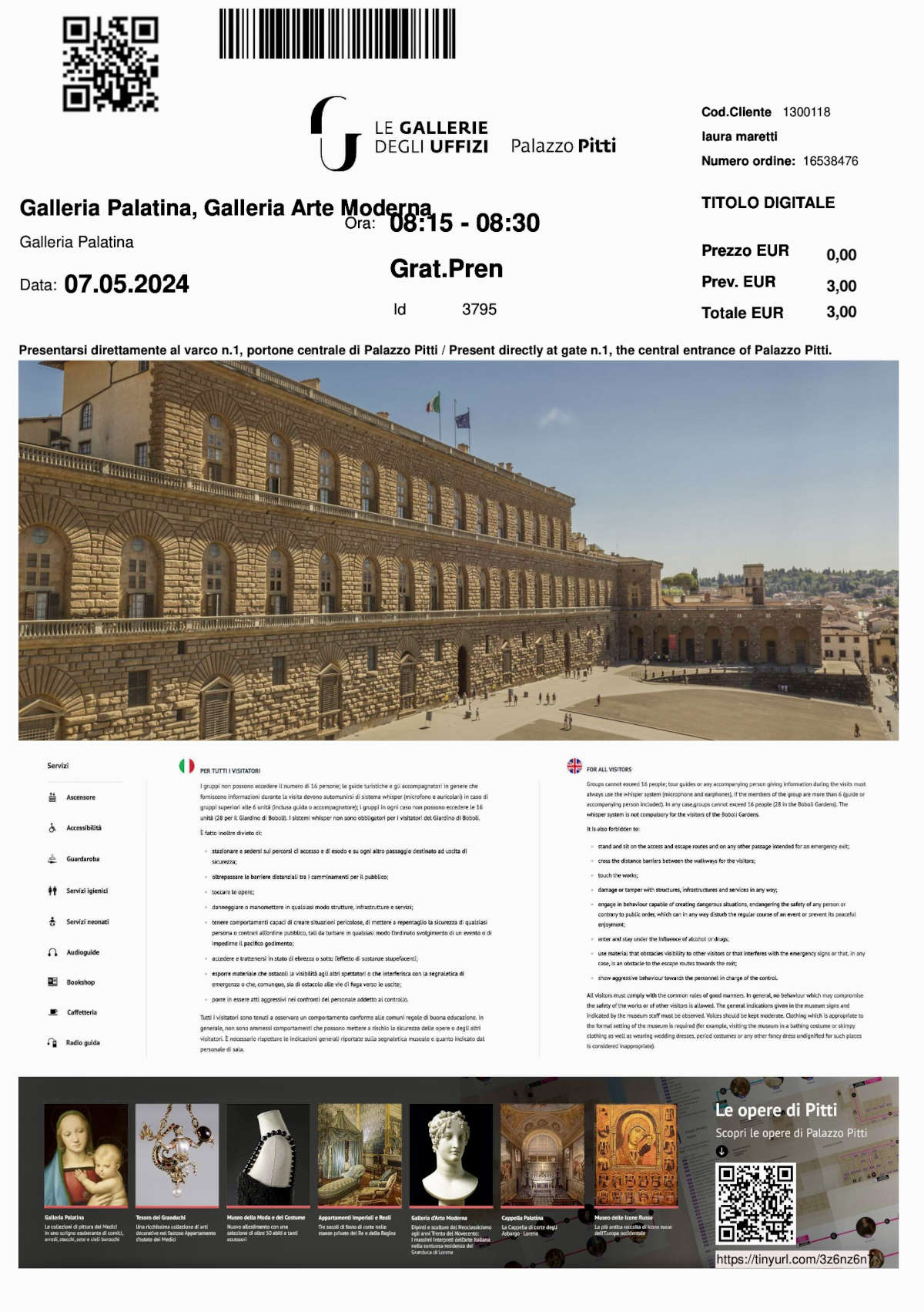 Uffizien E-Ticket Uffizien E-Ticket