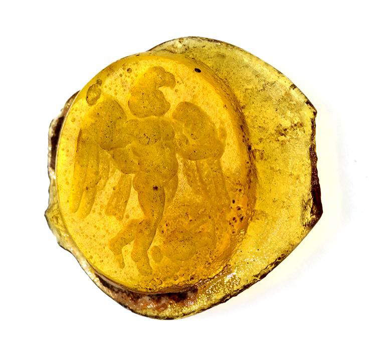 Glass carving with the Rape of Ganymede, 1st century B.C.-I century A.D. (recovered)