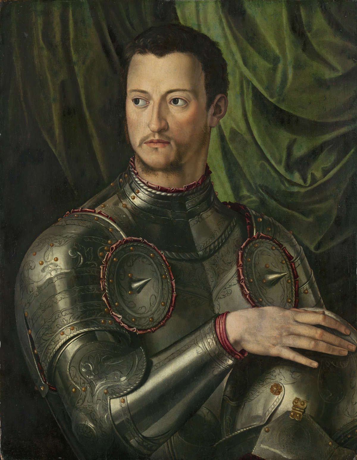 Agnolo Bronzino, Cosimo de Medici en armure (vers 1545 ; huile sur panneau ; Madrid, Museo Nacional Thyssen-Bornemisza) Agnolo Bronzino, Cosimo de Medici en armure (vers 1545 ; huile sur panneau ; Madrid, Museo Nacional Thyssen-Bornemisza)