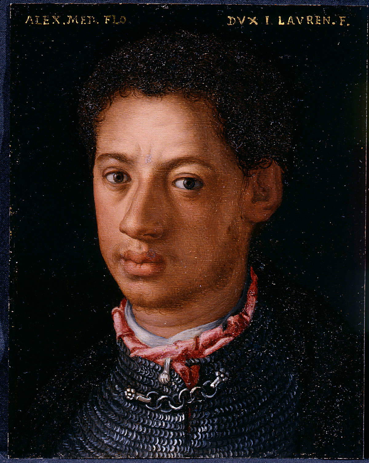 Agnolo Bronzino et son atelier, Portrait d'Alessandro de' Medici (vers 1565 ; huile sur étain, Florence, galeries des Offices) Agnolo Bronzino et son atelier, Portrait d'Alessandro de' Medici (vers 1565 ; huile sur étain, Florence, galeries des Offices)