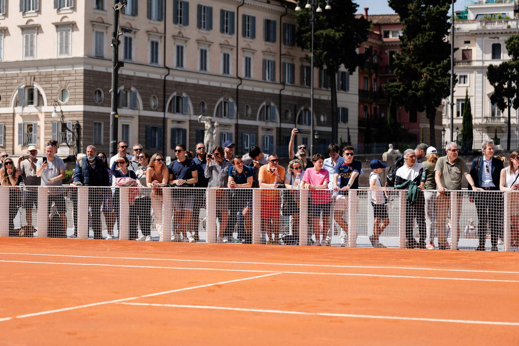 Tennis court in Piazza del Popolo in Rome for the Internazionali BNL d'Italia Tennis court in Piazza del Popolo in Rome for the Internazionali BNL d'Italia
