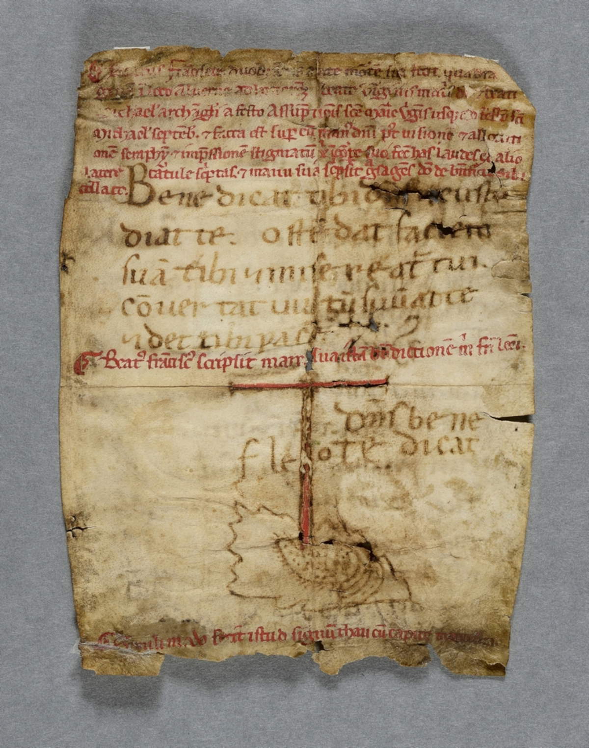 Chartula autografa di frate Francesco con rubriche di frate Leone (1224; inchiostro bruno ferro-gallico e rosso cinabro su pergamena di pelle di capra; ambito centro-italiano)