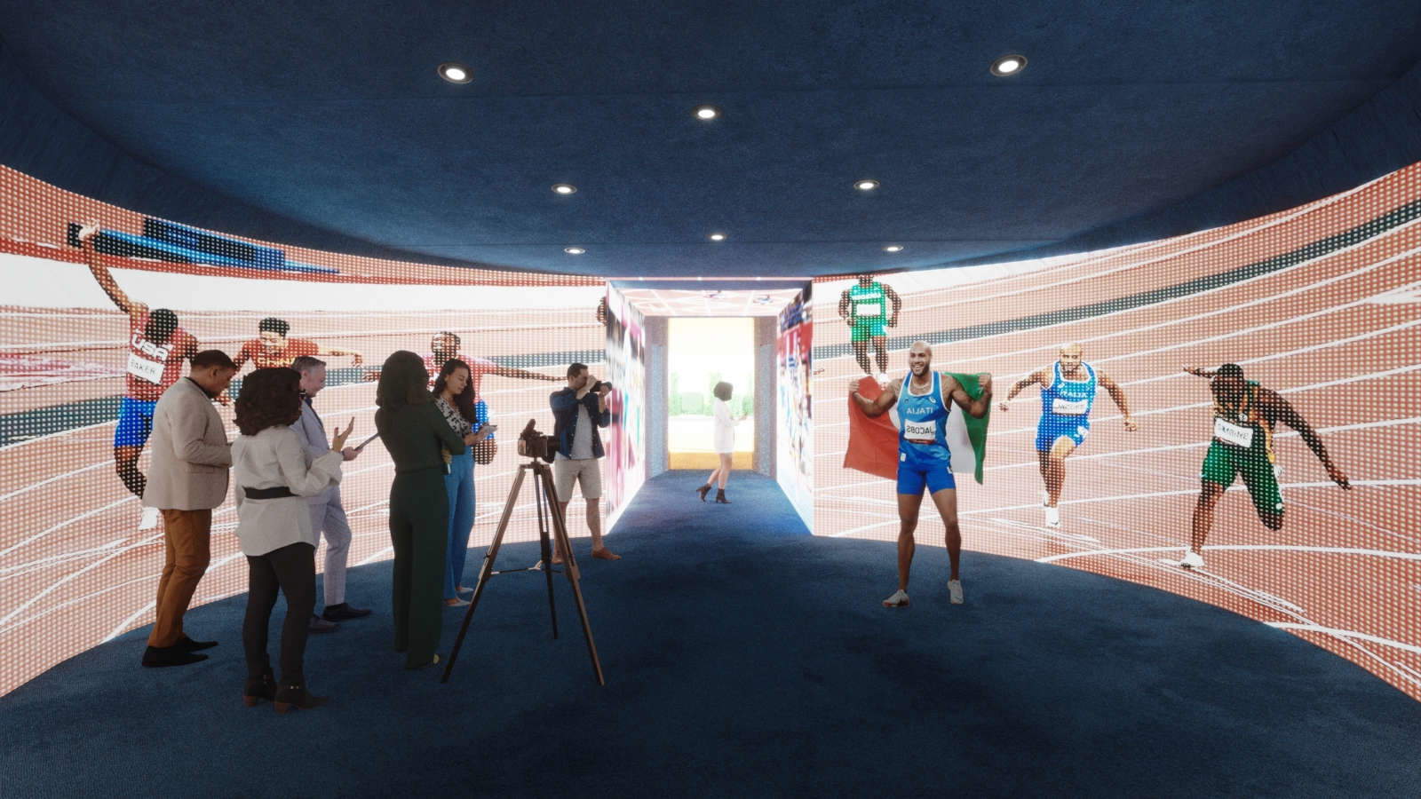 Renderizado de la Casa Italia para los Juegos Olímpicos de París 2024. Sala de celebraciones
