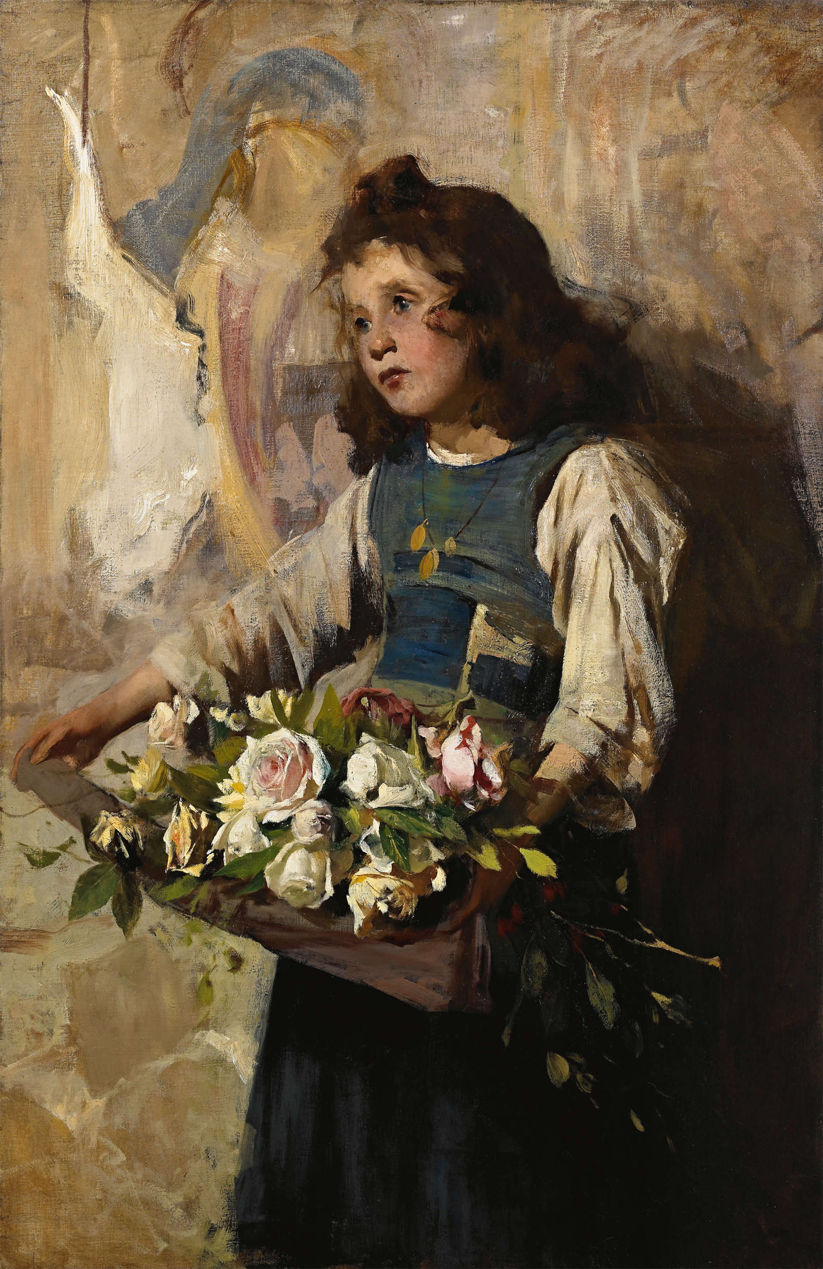 Cesare Tallone, Daughter Irene with Flowers (Budding Flower Girl) (1897; oil on canvas; Private collection). Courtesy of Quaderia dell'Ottocento, Milan, Italy. Cesare Tallone, Daughter Irene with Flowers (Budding Flower Girl) (1897; oil on canvas; Private collection). Courtesy of Quaderia dell'Ottocento, Milan, Italy.