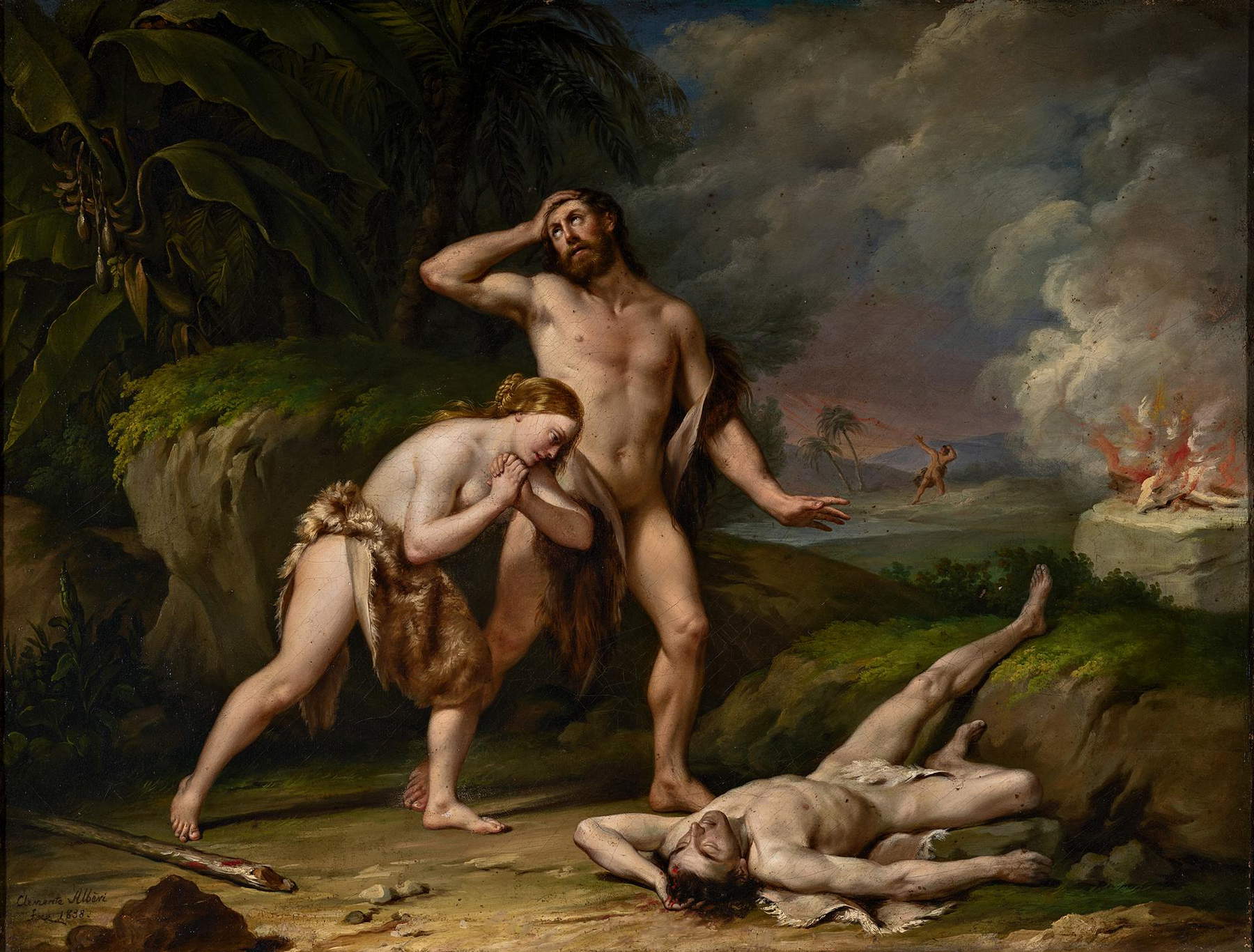 Clemente Albèri, Adam and Eve Discover the Dead Body of Abel (1838; oil on canvas, 56.5 x 73.5 cm) Clemente Albèri, Adam and Eve Discover the Dead Body of Abel (1838; oil on canvas, 56.5 x 73.5 cm)