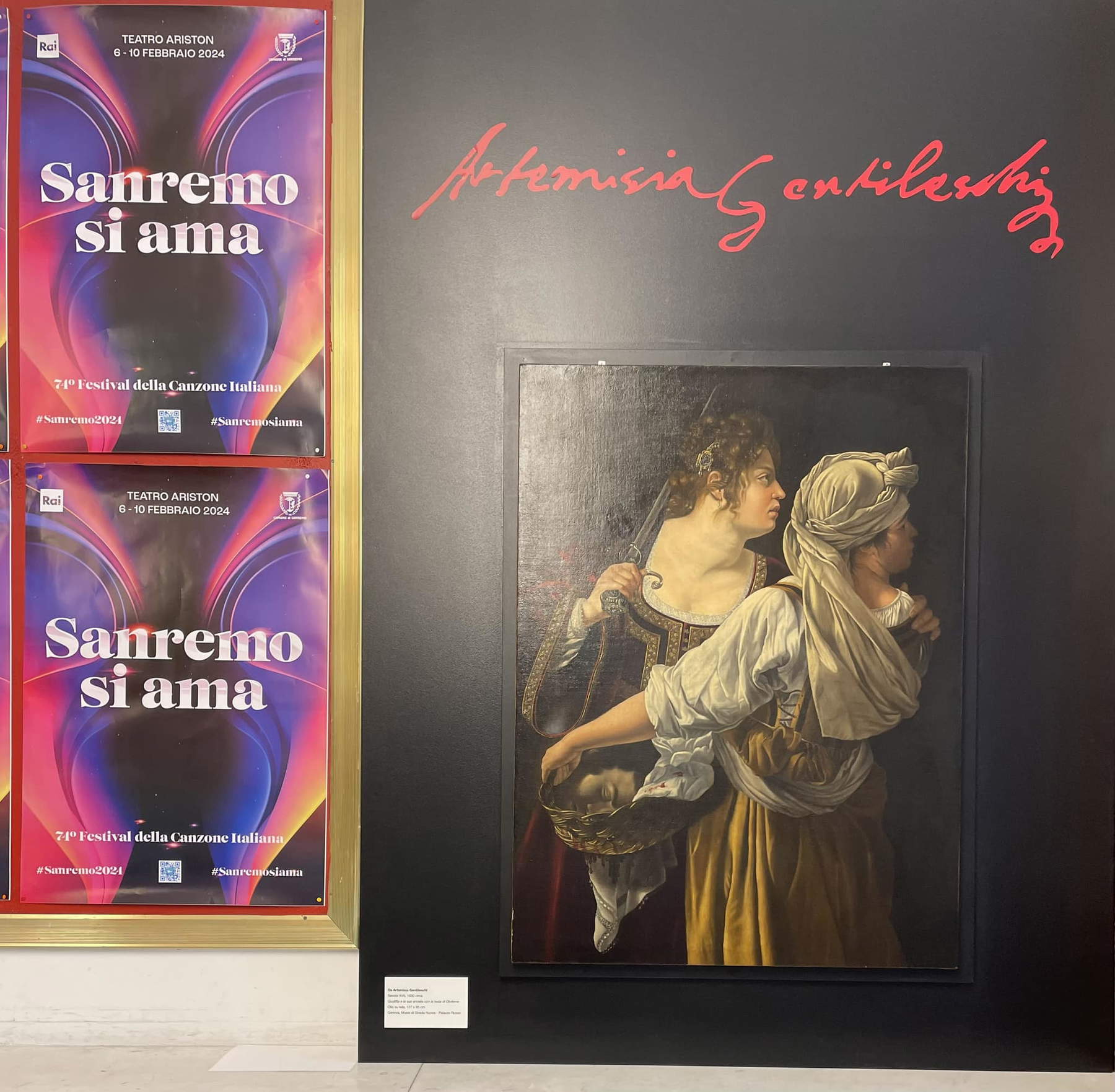 Artemisia goes to Sanremo: a modest copy of one of her paintings at the Festival. But the controversy continues