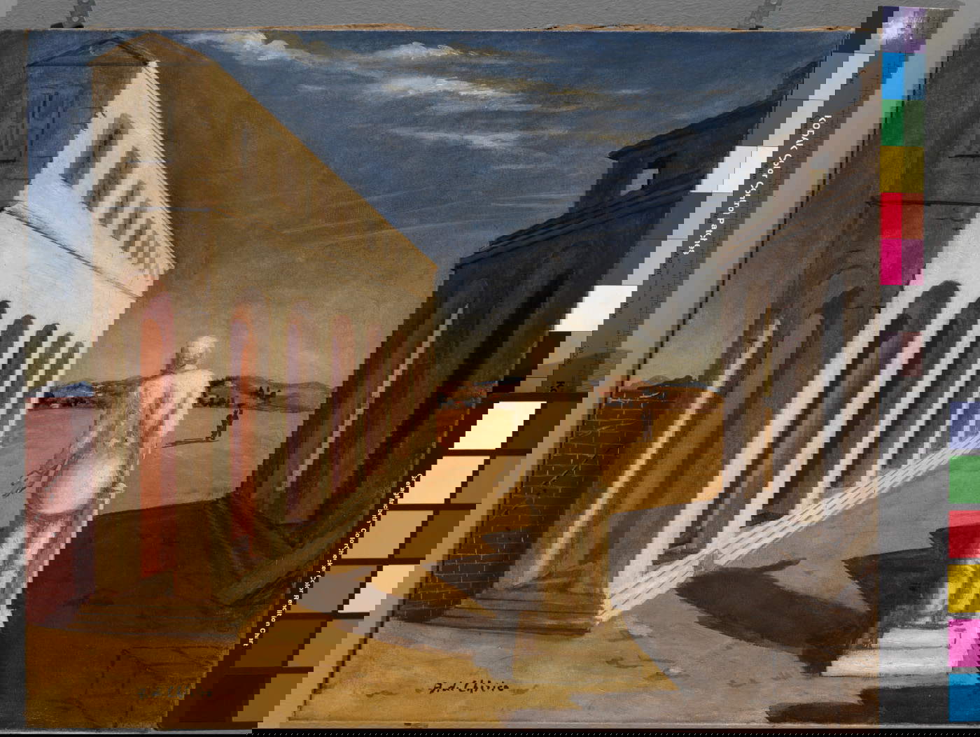 Giorgio de Chirico, Piazza d’Italia (Souvenir d’Italie) (1924-25; olio su tela, 60 x 73 cm; MART, Museo di arte moderna e contemporanea di Trento e Rovereto,  Collezione L.F.)