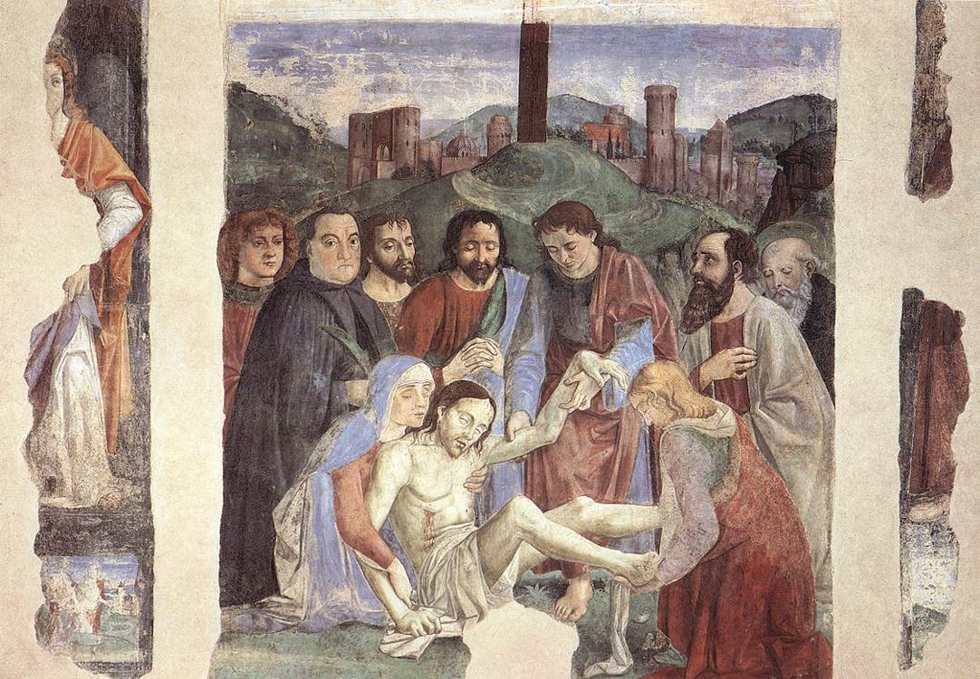 Domenico Ghirlandaio, Pietà (1472; Fresko; Florenz, Ognissanti) Domenico Ghirlandaio, Pietà (1472; Fresko; Florenz, Ognissanti)