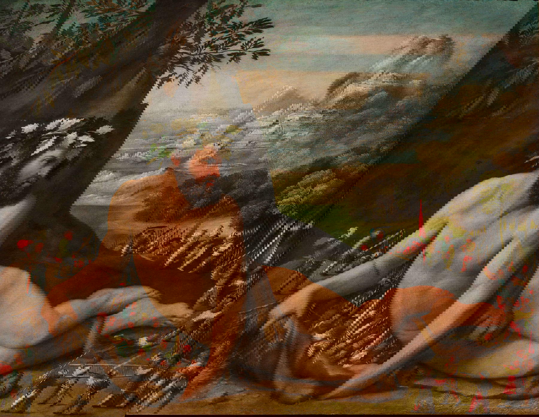 Giovanni Luteri detto Dosso Dossi,  Ercole e i pigmei (1535 circa; olio su tela, 114 x 146,5 cm; Graz, Universalmuseum Joanneum, Alte Galerie) Giovanni Luteri detto Dosso Dossi,  Ercole e i pigmei (1535 circa; olio su tela, 114 x 146,5 cm; Graz, Universalmuseum Joanneum, Alte Galerie)