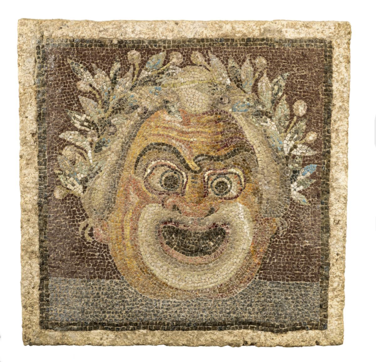 Emblema con máscara de la Commedia Nuova (Roma; Museo Nacional Etrusco de Villa Giulia)