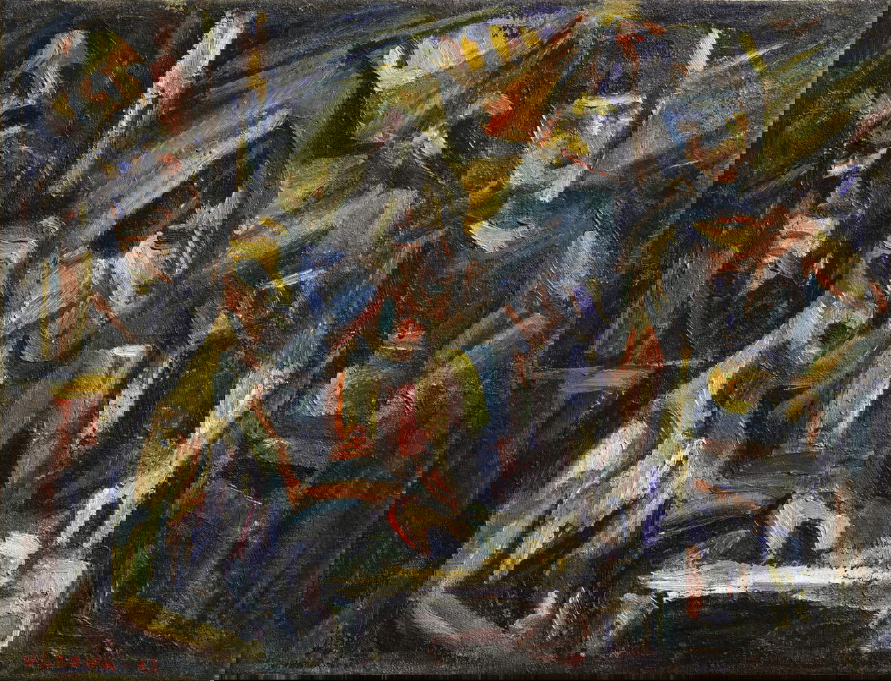 Emilio Vedova, Il caffeuccio veneziano (1942; olio su tela, 43,2 x 55 cm). Foto: Studio Vandrasch. Courtesy Collezione Giuseppe Iannaccone, Milano