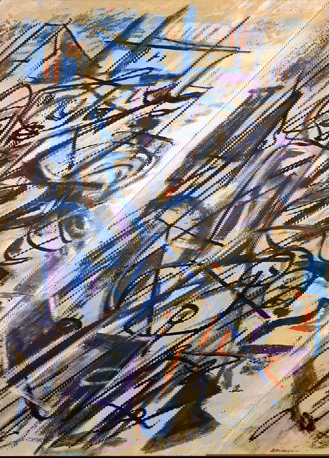 Emilio Vedova, Incendio del villaggio (1945; pastello su carta intelata, 100 x 70 cm; Venezia, Fondazione Emilio e Annabianca Vedova)