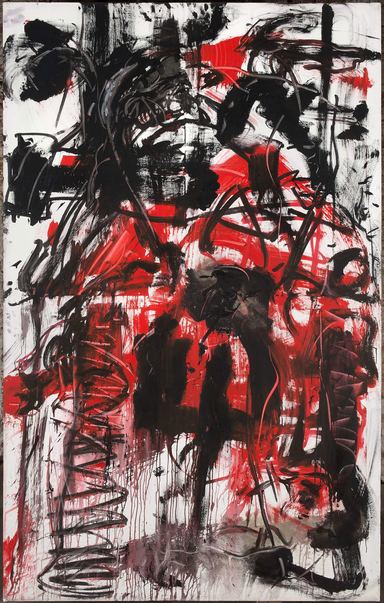 Emilio Vedova, Rosso ’83 – V (1982; colori acrilici, pastello, sabbia e cemento su tela, 300 x 190 cm; Venezia, Fondazione Emilio e Annabianca Vedova) Emilio Vedova, Rosso ’83 – V (1982; colori acrilici, pastello, sabbia e cemento su tela, 300 x 190 cm; Venezia, Fondazione Emilio e Annabianca Vedova)