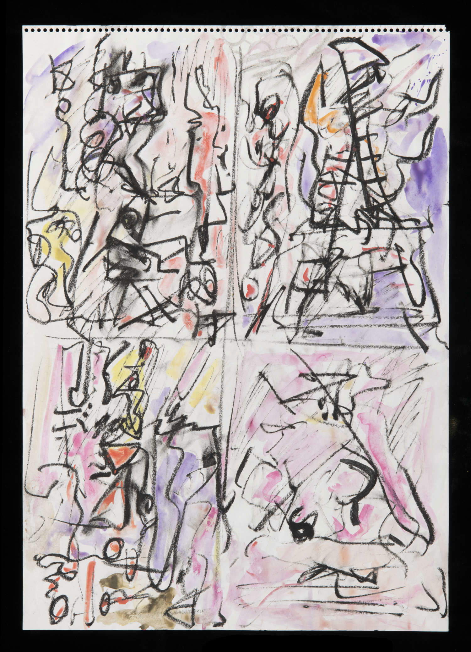 Emilio Vedova, Senza titolo (anni Ottanta; colori a pastello e carboncino su carta, 48,8 x 34,4 cm; Venezia, Fondazione Emilio e Annabianca Vedova). Disegno inedito Emilio Vedova, Senza titolo (anni Ottanta; colori a pastello e carboncino su carta, 48,8 x 34,4 cm; Venezia, Fondazione Emilio e Annabianca Vedova). Disegno inedito