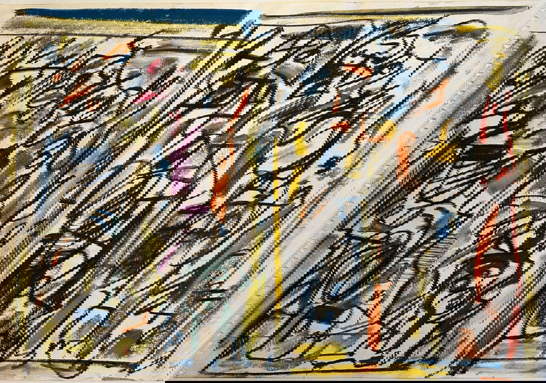 Emilio Vedova, Senza titolo (1980; colori a pastello e carboncino su carta, 34,4 x 48,9 cm; Venezia, Fondazione Emilio e Annabianca Vedova). Disegno inedito Emilio Vedova, Senza titolo (1980; colori a pastello e carboncino su carta, 34,4 x 48,9 cm; Venezia, Fondazione Emilio e Annabianca Vedova). Disegno inedito