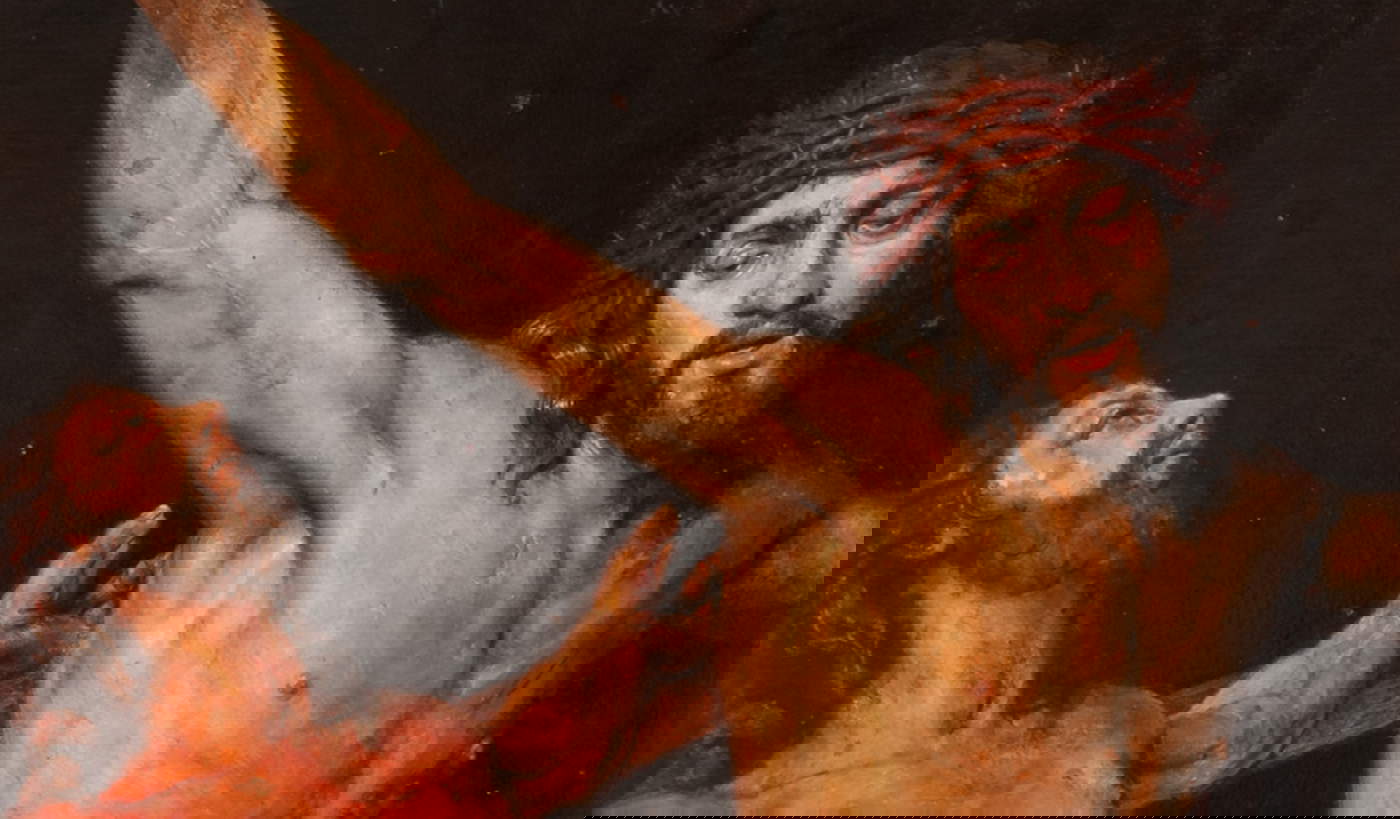 Federico Guida, Cross #2 (2019-2021; oil on linen canvas applied on wood, 238 x 180 x 5 cm), dettaglio