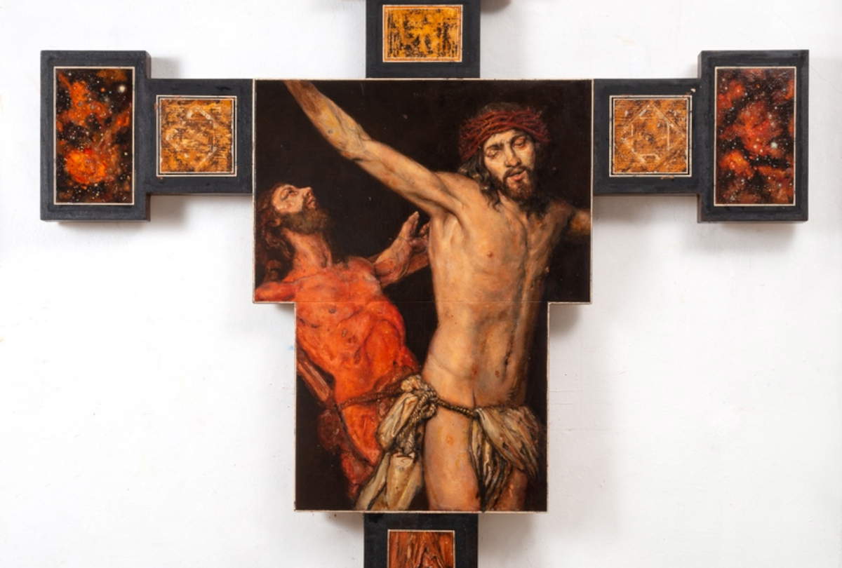 Federico Guida's painted crosses between sacred and profane on display in Naples 