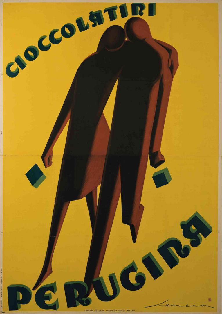 Federico Seneca, Cioccolatini Perugina (Officine Grafiche Leopoldo Baroni & C. - Mailand, 1928; Farblithographiedruck auf Papier, 200 x 140 cm) Federico Seneca, Cioccolatini Perugina (Officine Grafiche Leopoldo Baroni & C. - Mailand, 1928; Farblithographiedruck auf Papier, 200 x 140 cm)