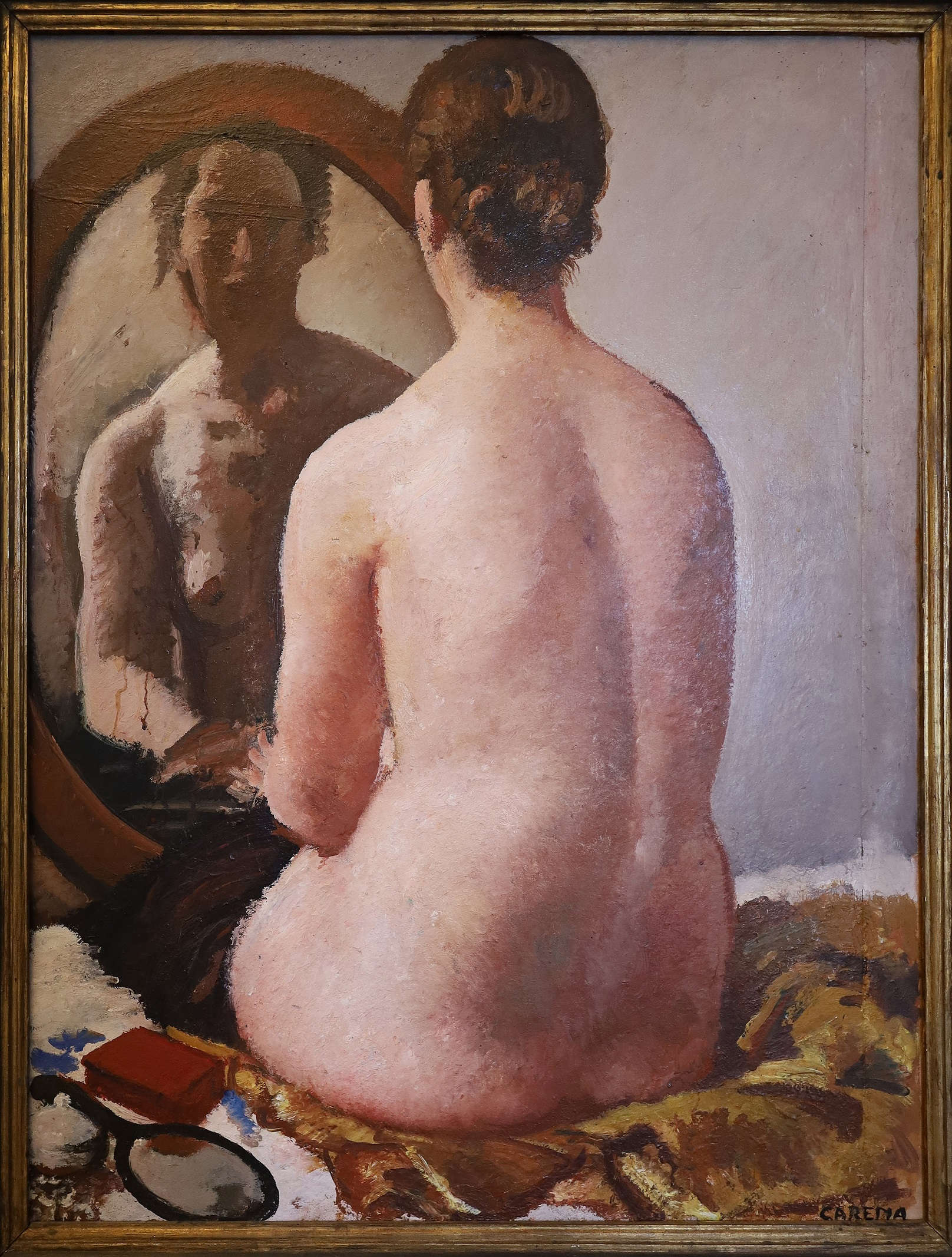 Felice Carena, Lo Specchio - studio (s.d. ; huile sur contreplaqué, 102 x 76 cm ; Gênes, collection Galleria d'Arte Moderna, GAM Musei di Nervi, inv. GAM no. 525) © GAM-Galleria d'Arte Moderna, Musei di Nervi, Gênes. Photo : Jacopo Baccani Felice Carena, Lo Specchio - studio (s.d. ; huile sur contreplaqué, 102 x 76 cm ; Gênes, collection Galleria d'Arte Moderna, GAM Musei di Nervi, inv. GAM no. 525) © GAM-Galleria d'Arte Moderna, Musei di Nervi, Gênes. Photo : Jacopo Baccani
