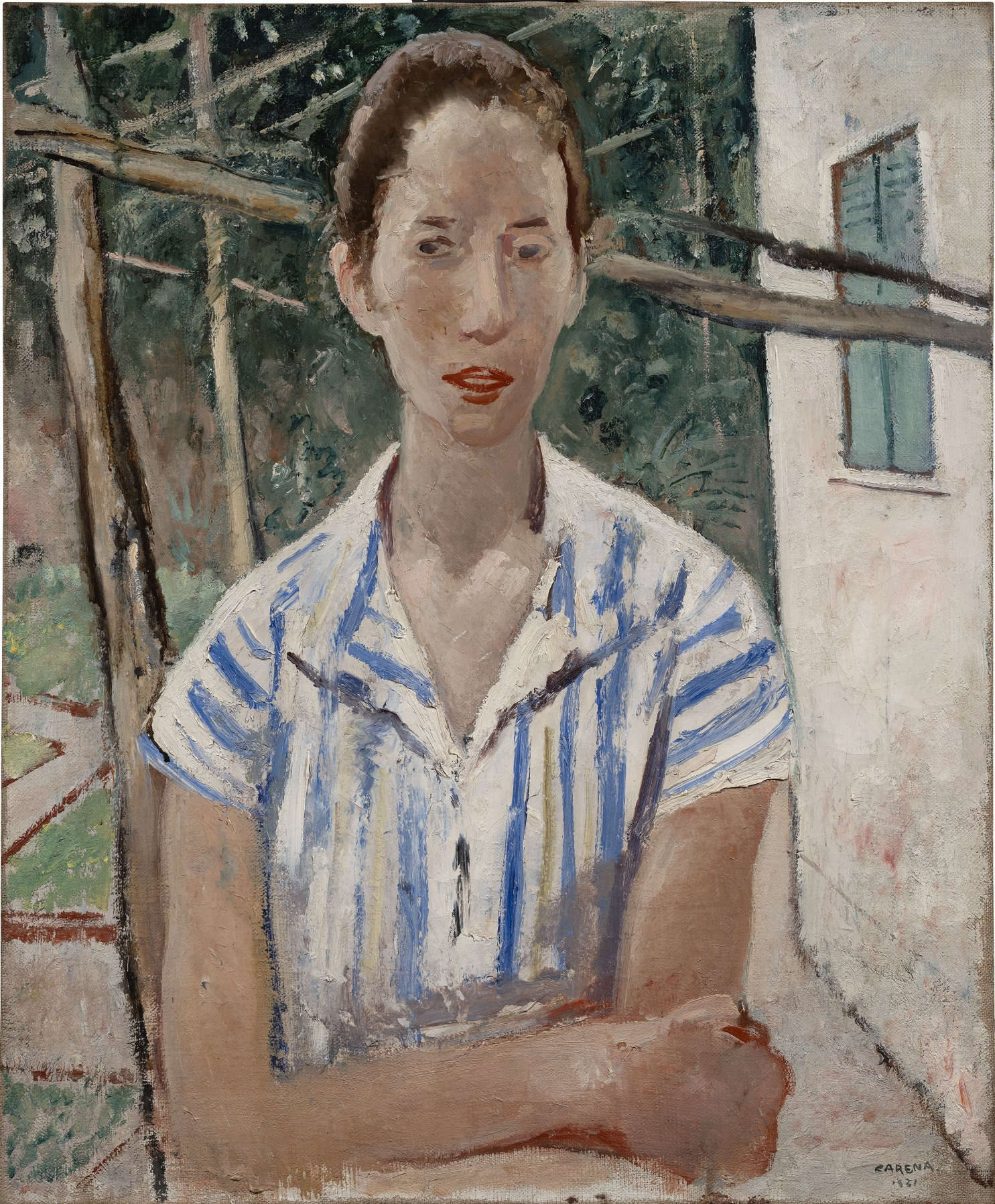 Felice Carena, Ritratto all&rsquo;aperto (1930; olio su tavola, 74 x 61 cm; Collezione Eredi Carena). Foto: C. Giusti