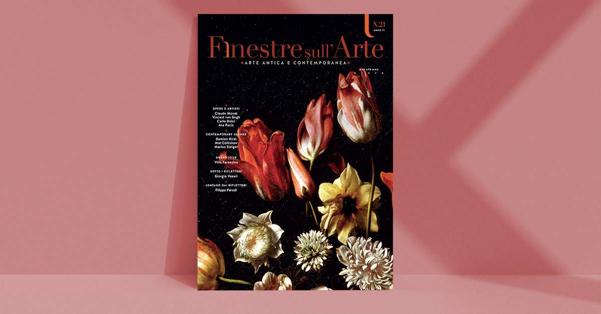Das Inhaltsverzeichnis der neuen Ausgabe der Zeitschrift Finestre sull'Arte, die den Blumen gewidmet ist