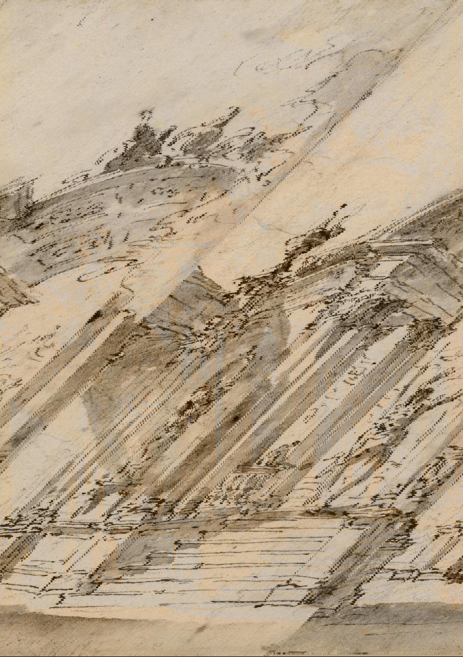 Francesco Guardi, Capriccio architettonico (plume, aquarelle et traces de fusain, 188 x 133 mm) Francesco Guardi, Capriccio architettonico (plume, aquarelle et traces de fusain, 188 x 133 mm)