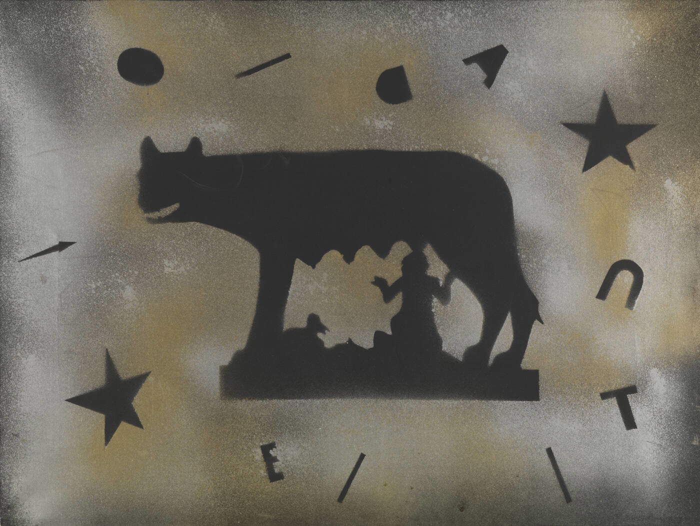 Franco Angeli, La louve de Rome (1972-1974 ; émail sur toile, 60 x 80 cm ; collection privée) Franco Angeli, La louve de Rome (1972-1974 ; émail sur toile, 60 x 80 cm ; collection privée)