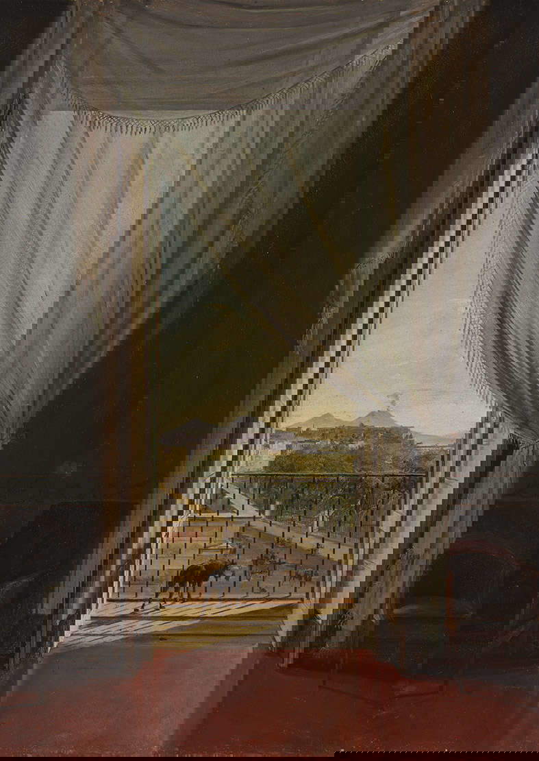 Franz Ludwig Catel, A View of Naples through a Window (1824; oil on paper mounted on canvas; Cleveland, The Cleveland Museum of Art, Mr. and Mrs. William H. Marlatt Fund)