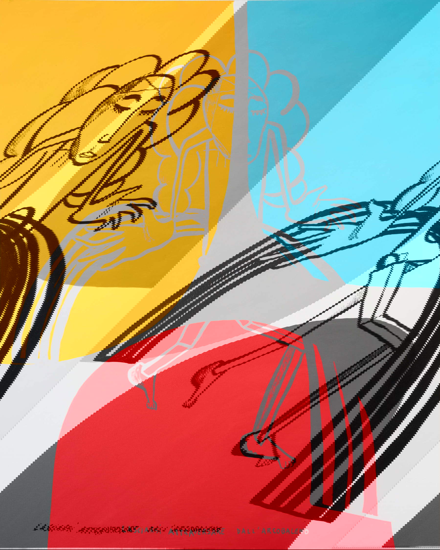 Gabriele Picco, Dejarse atravesar por el arco iris (2017; Acrílico sobre lienzo, 100 x 80 cm). Cortesía del artista