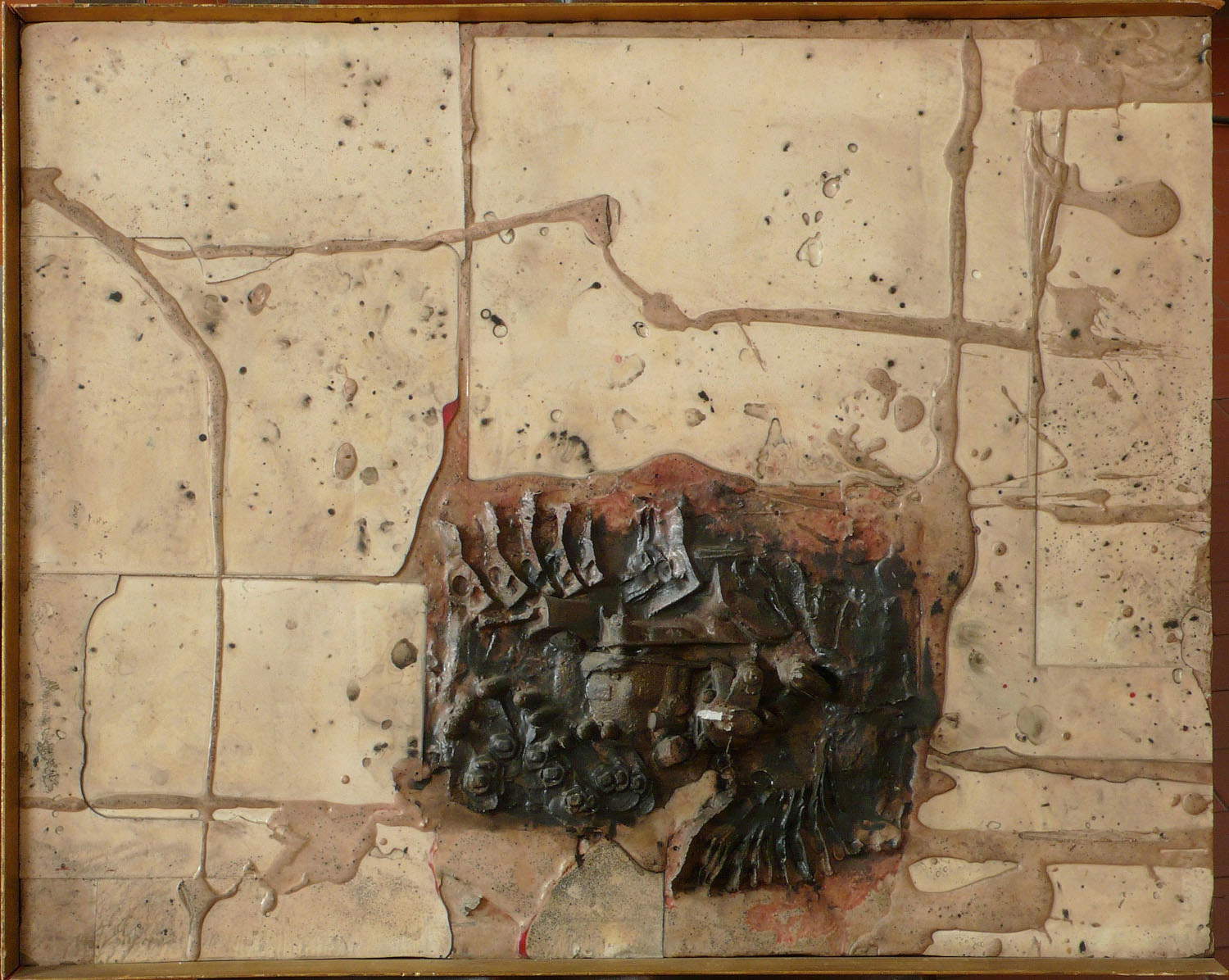 Franco Garelli, Piccola industria (1963; resina industriale e materiale plastico (plamec), 50 x 60 cm; Collezione privata)
