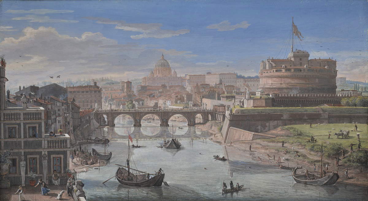 Gaspar van Wittel, Veduta del Tevere a Castel Sant'Angelo (1683; tempera su pergamena, 26,5 x 47,3, cm; Roma, Gallerie Nazionali di Arte Antica, inv. 1408) © Gallerie Nazionali di Arte Antica, Roma (MiC) - Bibliotheca Hertziana, Istituto Max Planck per la storia dell'arte/Enrico Fontolan Gaspar van Wittel, Veduta del Tevere a Castel Sant'Angelo (1683; tempera su pergamena, 26,5 x 47,3, cm; Roma, Gallerie Nazionali di Arte Antica, inv. 1408) © Gallerie Nazionali di Arte Antica, Roma (MiC) - Bibliotheca Hertziana, Istituto Max Planck per la storia dell'arte/Enrico Fontolan