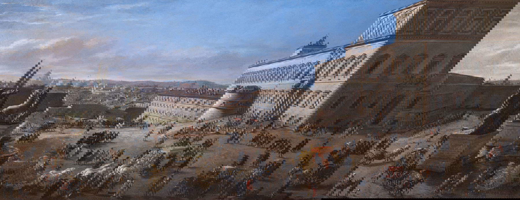 Gaspar van Wittel, View of Rome from the Piazza del Quirinale, (1684; oil on canvas, 48.5 x 122 cm; Rome, Gallerie Nazionali di Arte Antica, inv. 1410) © Gallerie Nazionali di Arte Antica, Rome (MiC) - Bibliotheca Hertziana, Max Planck Institute for Art History/Enrico Fontolan Gaspar van Wittel, View of Rome from the Piazza del Quirinale, (1684; oil on canvas, 48.5 x 122 cm; Rome, Gallerie Nazionali di Arte Antica, inv. 1410) © Gallerie Nazionali di Arte Antica, Rome (MiC) - Bibliotheca Hertziana, Max Planck Institute for Art History/Enrico Fontolan