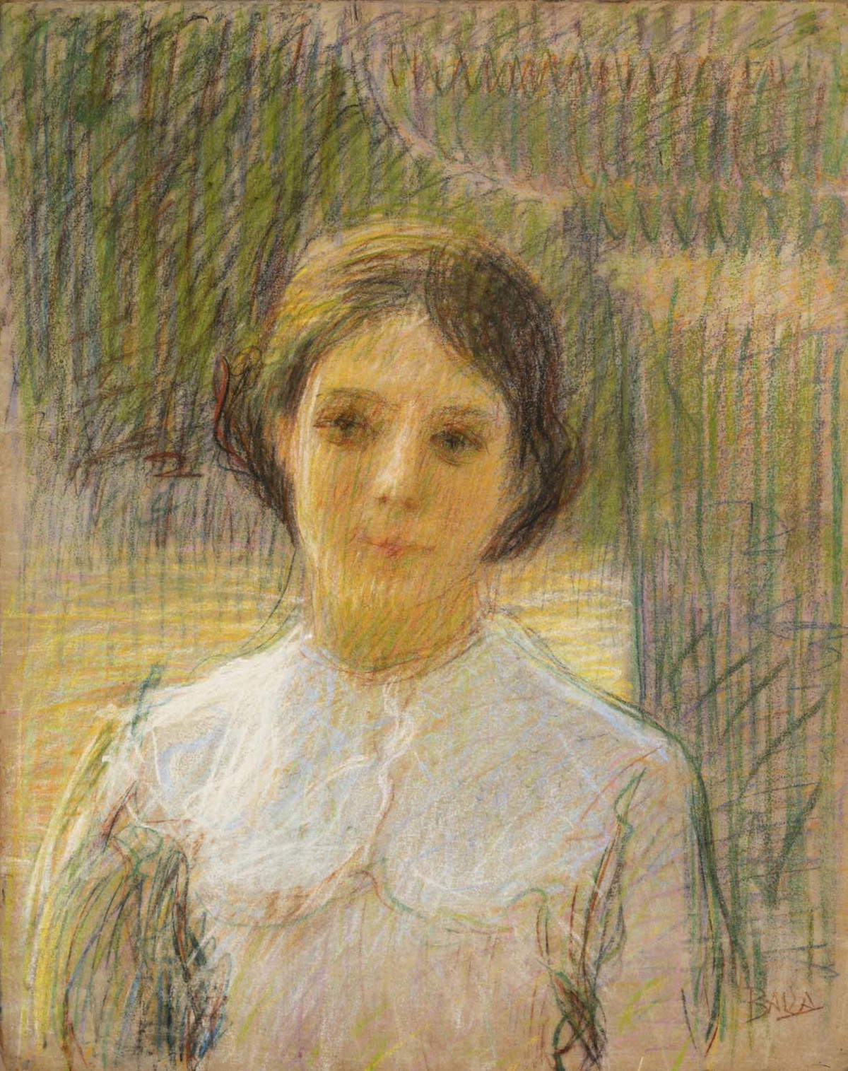 Giacomo Balla, Retrato de niña (Bice Morselli) (c. 1910; pasteles sobre papel, 650 x 500 mm)