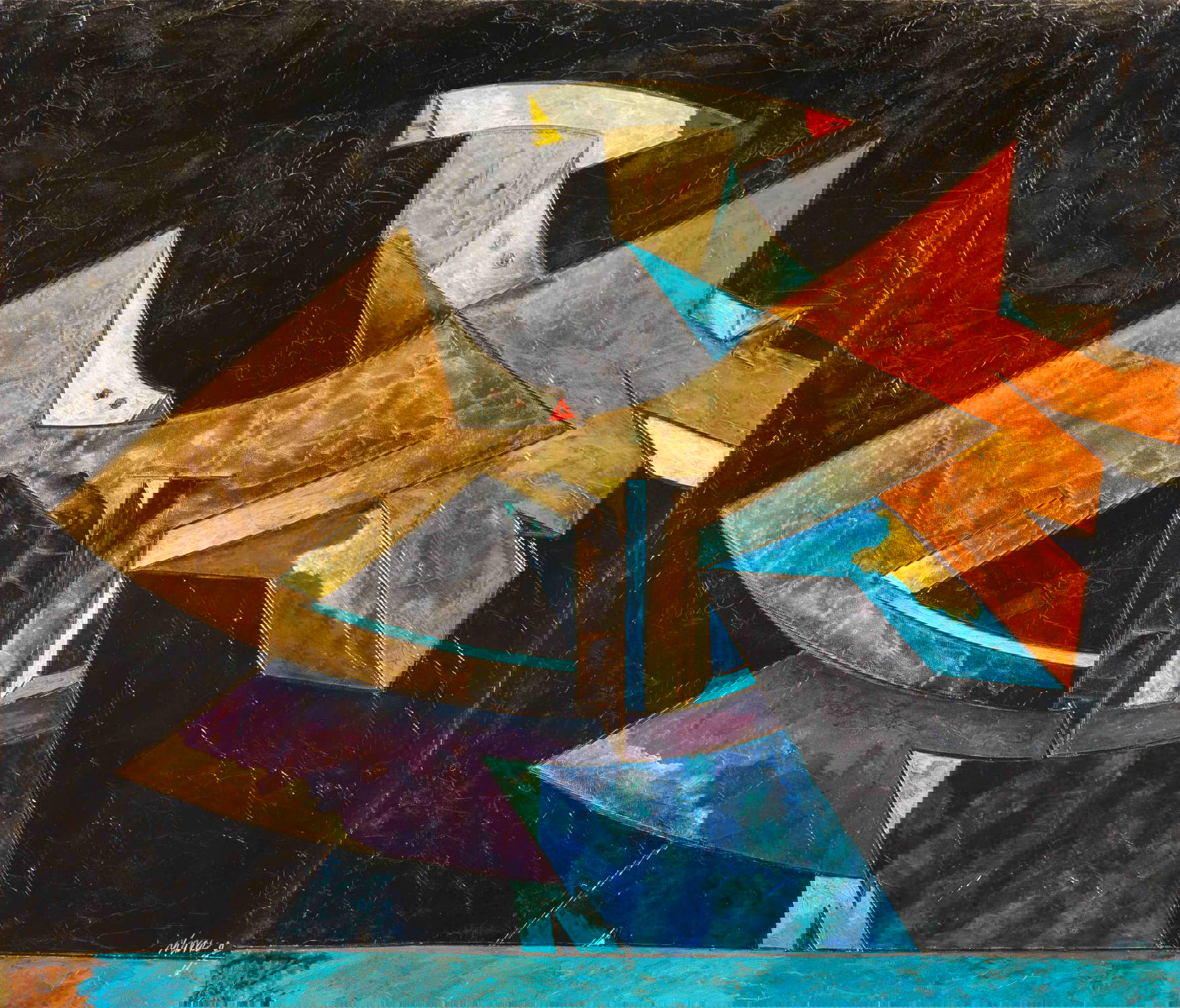 Gianni Dova, Scultura all'aria aperta (1965; olio su tela, 60 x 70 cm) Gianni Dova, Scultura all'aria aperta (1965; olio su tela, 60 x 70 cm)