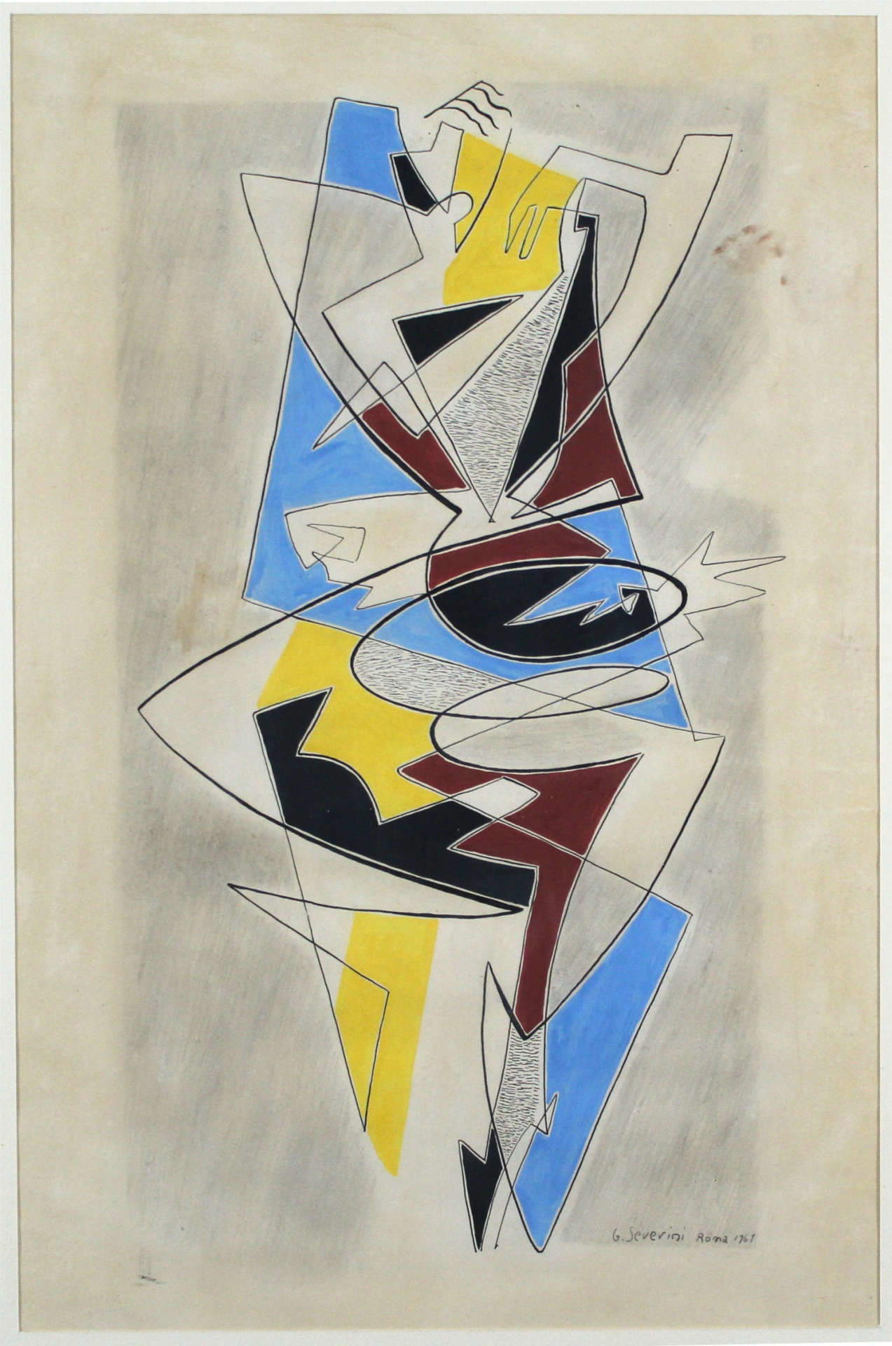 Gino Severini, Ballerina (Harlekin) (1961; Tempera, Tusche und Bleistift auf Papier, 64 x 44 cm). Präsentiert von: L'Incontro Art Gallery Gino Severini, Ballerina (Harlekin) (1961; Tempera, Tusche und Bleistift auf Papier, 64 x 44 cm). Präsentiert von: L'Incontro Art Gallery