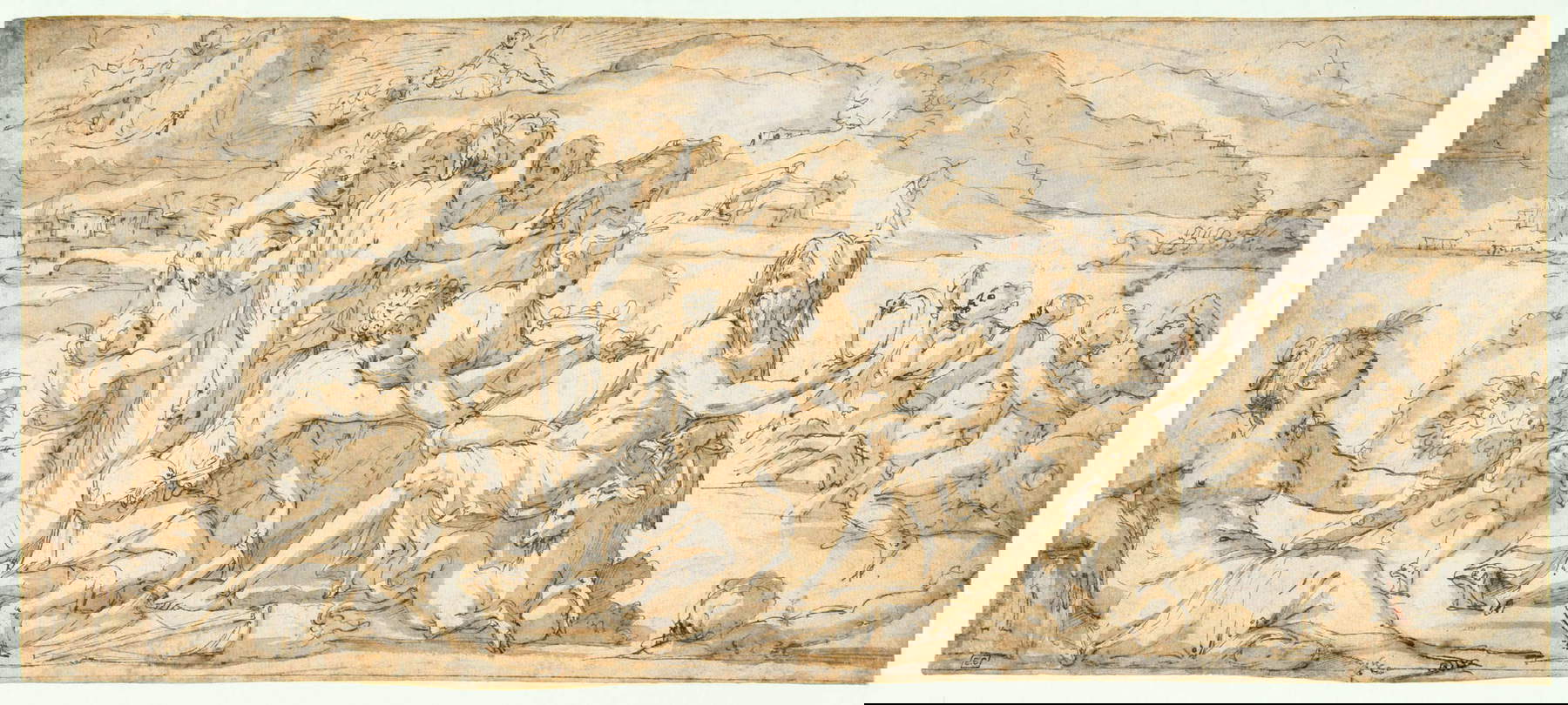 Giorgio Vasari, Los primeros frutos de la Tierra son ofrecidos a Saturno (c. 1555; pluma y tinta marrón sobre trazos de lápiz negro; Nueva York, Metropolitan Museum of Art) Giorgio Vasari, Los primeros frutos de la Tierra son ofrecidos a Saturno (c. 1555; pluma y tinta marrón sobre trazos de lápiz negro; Nueva York, Metropolitan Museum of Art)