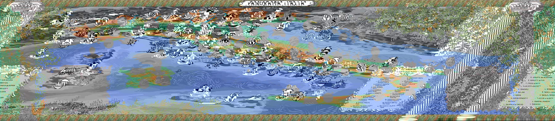 Giovanni Bonotto, Panorama Italia (2024, tablero de proyecto; Tapiz, Dimensiones ambientales). Con permiso del artista