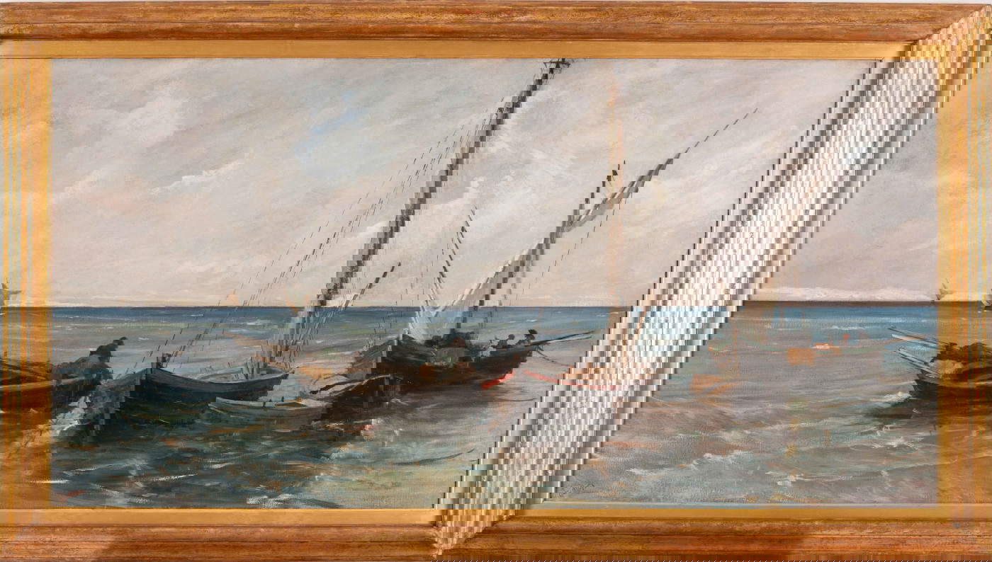 Giovanni Fattori, Barche da pesca alla fonda (olio su tela)