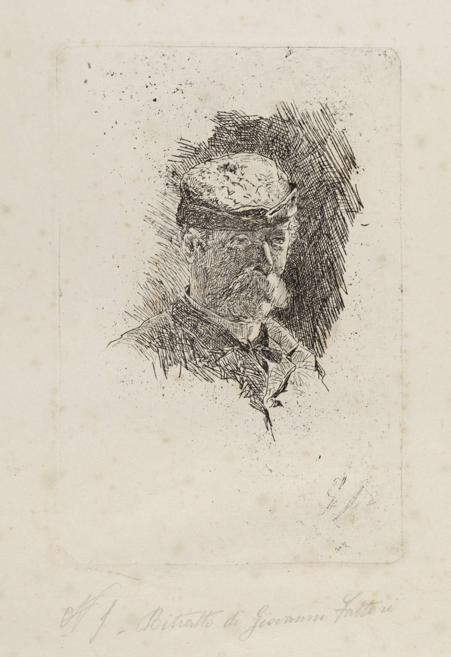 Giovanni Fattori, Selbstporträt (1900-1905; Radierung, 162 x 105 mm; Bergamo, Fondazione Accademia Carrara) Giovanni Fattori, Selbstporträt (1900-1905; Radierung, 162 x 105 mm; Bergamo, Fondazione Accademia Carrara)