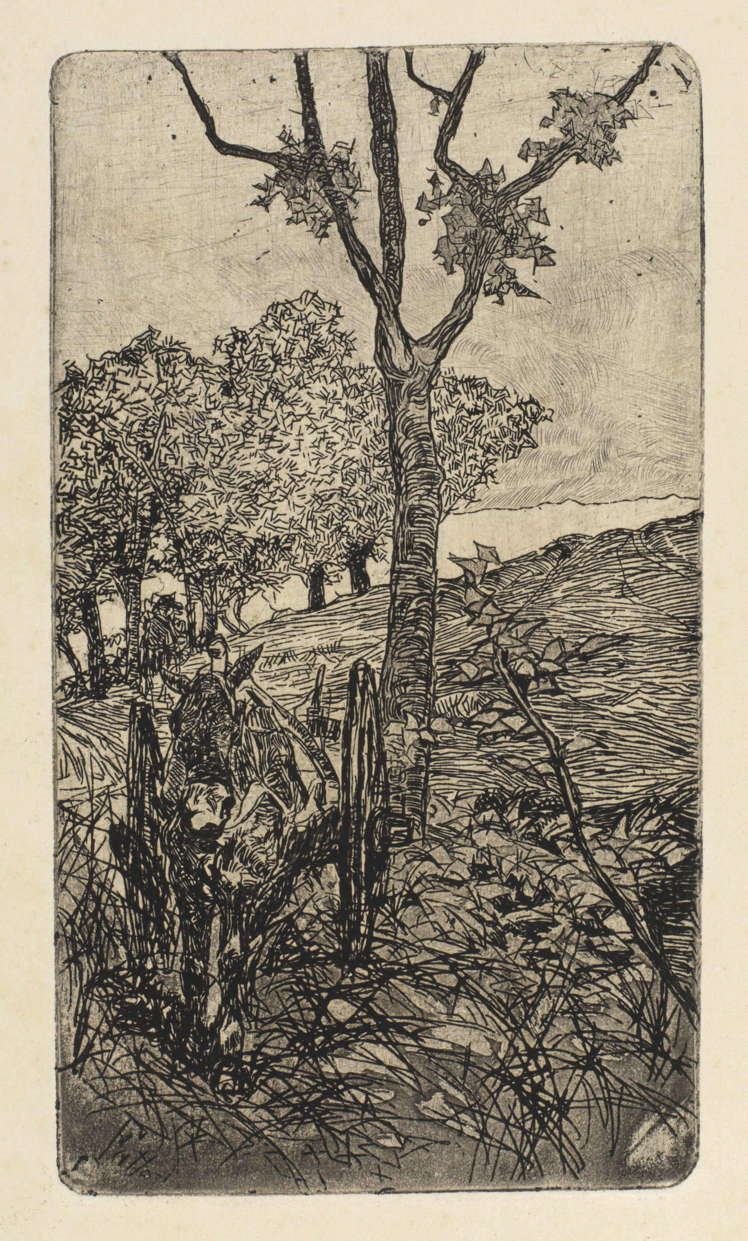 Giovanni Fattori, Cavallo al barroccio (um 1900; Radierung, 168 x 97 mm; Bergamo, Fondazione Accademia Carrara) Giovanni Fattori, Cavallo al barroccio (um 1900; Radierung, 168 x 97 mm; Bergamo, Fondazione Accademia Carrara)