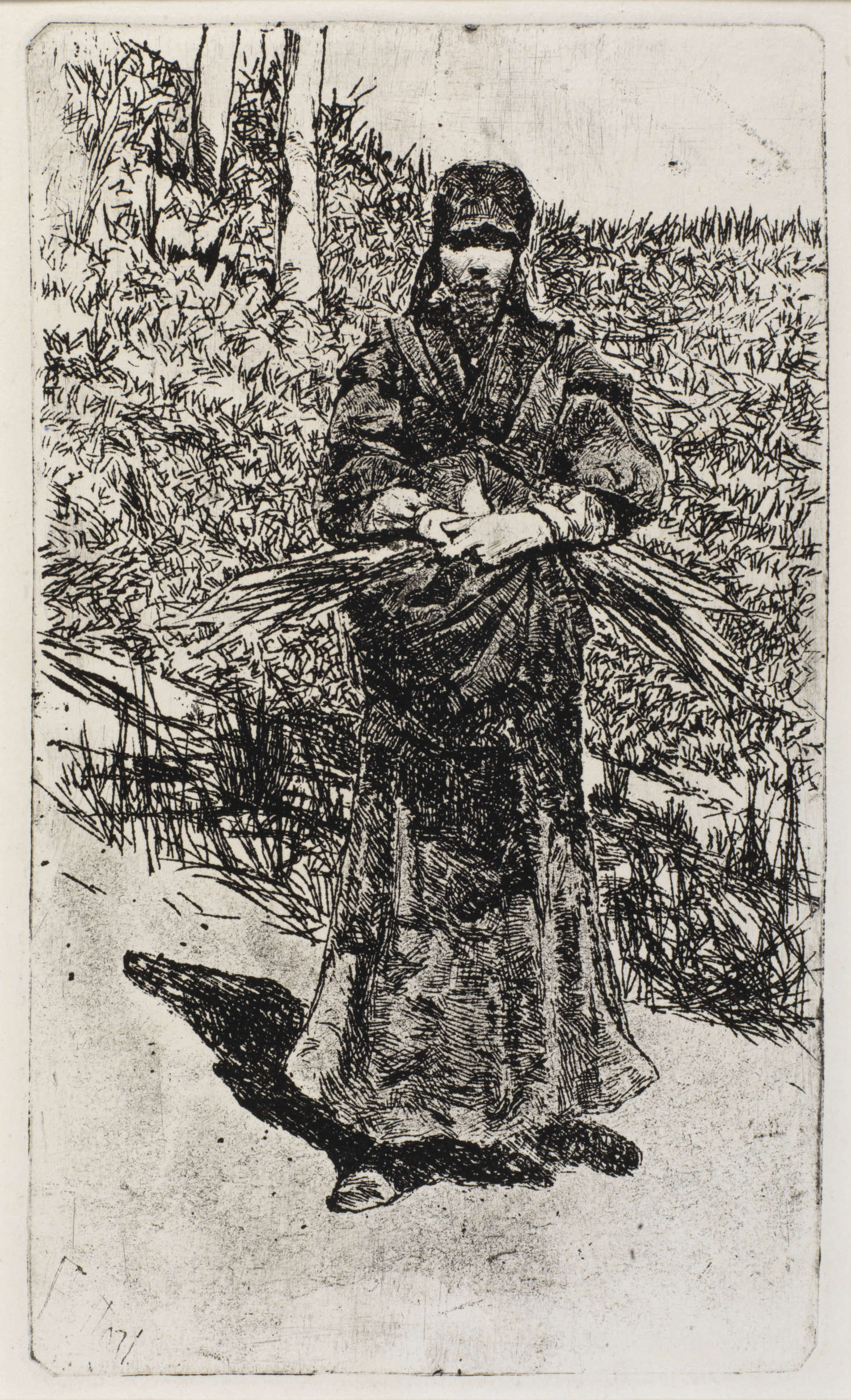 Giovanni Fattori, Erbaiola (um 1900; Radierung, 211 x 125 mm; Bergamo, Fondazione Accademia Carrara) Giovanni Fattori, Erbaiola (um 1900; Radierung, 211 x 125 mm; Bergamo, Fondazione Accademia Carrara)