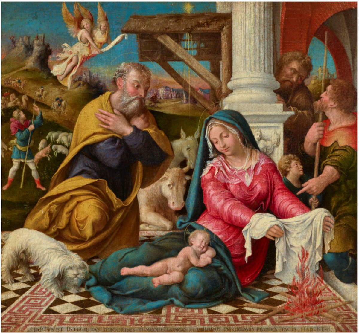 Girolamo Bonsignori, Adoration des bergers (1526-1529 ; huile sur toile, 89,5 x 96,5 cm ; Mantoue, Palais ducal) Girolamo Bonsignori, Adoration des bergers (1526-1529 ; huile sur toile, 89,5 x 96,5 cm ; Mantoue, Palais ducal)