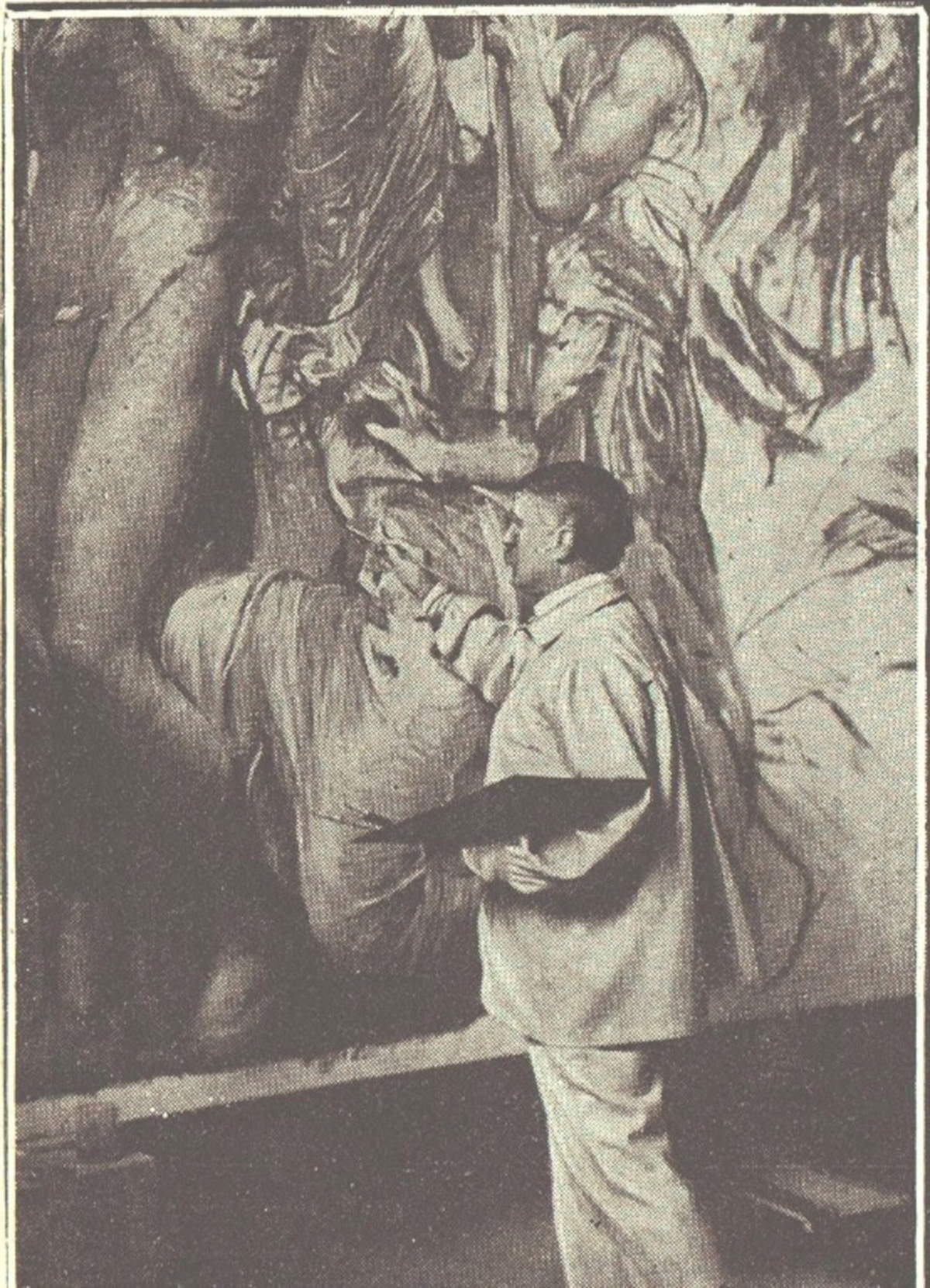 Giulio Aristide Sartorio trabaja en el friso. The Illustrated Tribune, nº 7, 1911