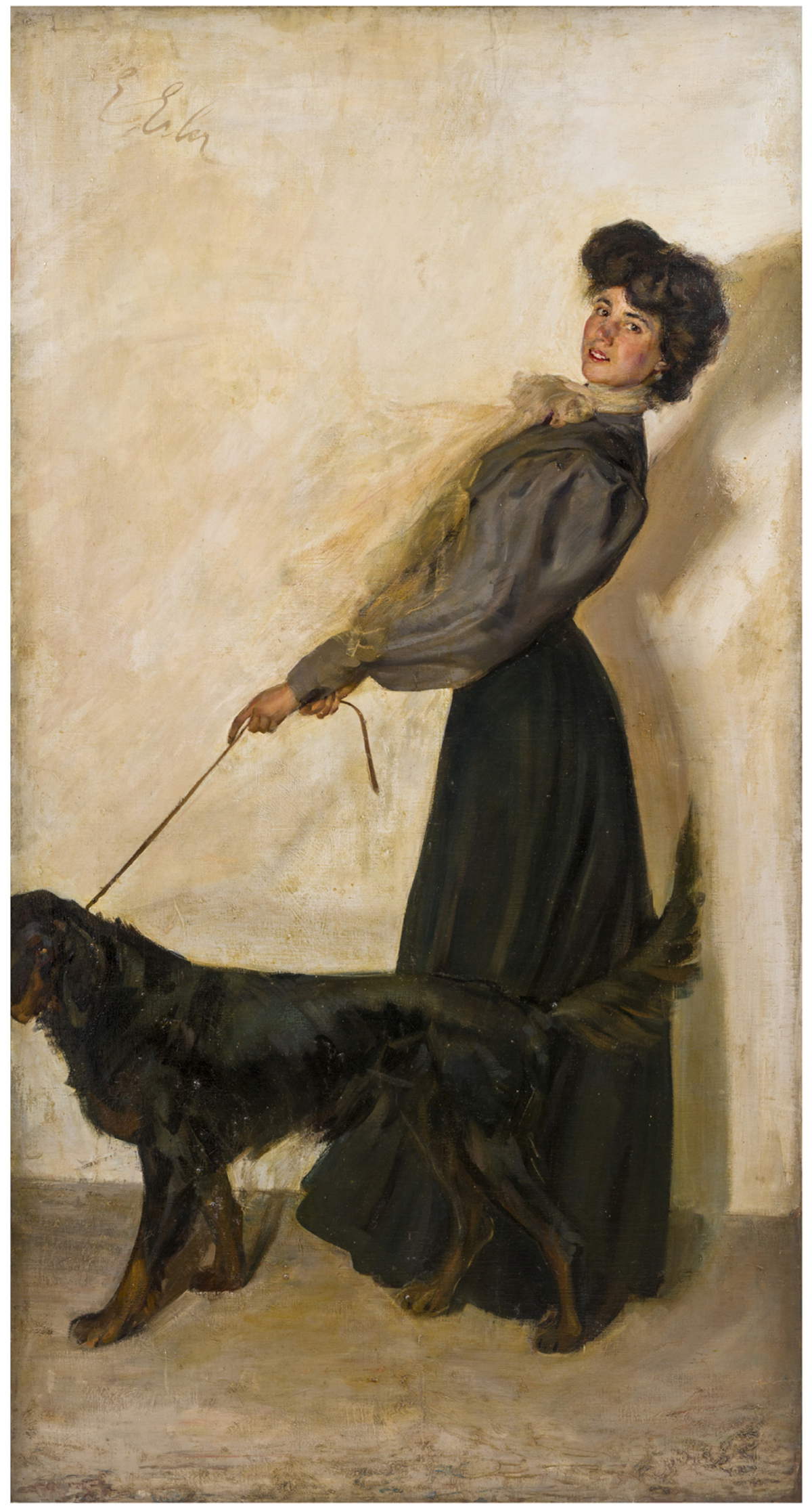 Giulio Ettore Erler, Ritratto della signorina Rita Tibolla, La signorina col cane (collezione privata)