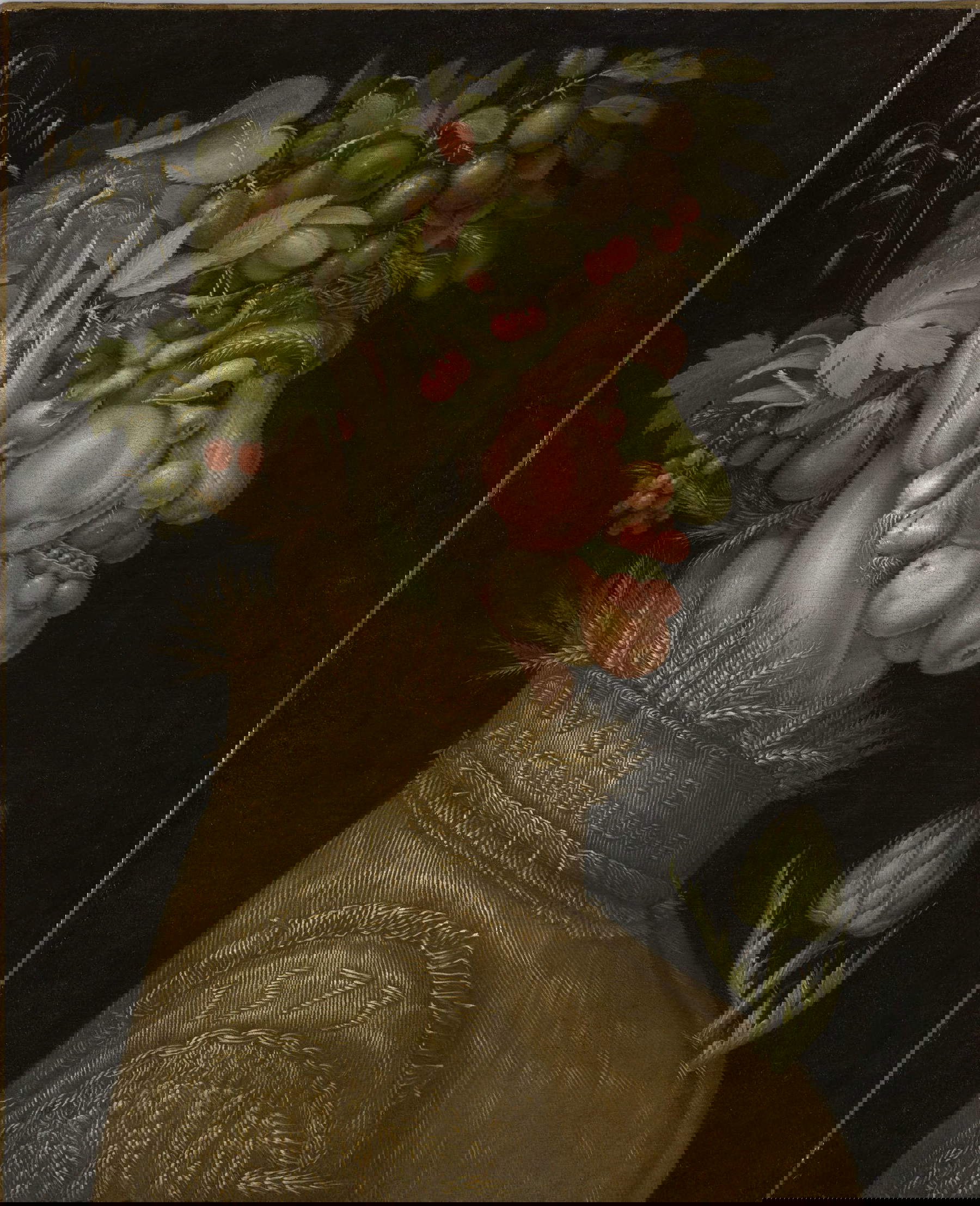 Giuseppe Arcimboldo, Sommer (1573; Öl auf Leinwand; Paris, Louvre). &copy; 2024 GrandPalaisRmn (Muse&eacute; du Louvre). Foto: Adrien Didierjean